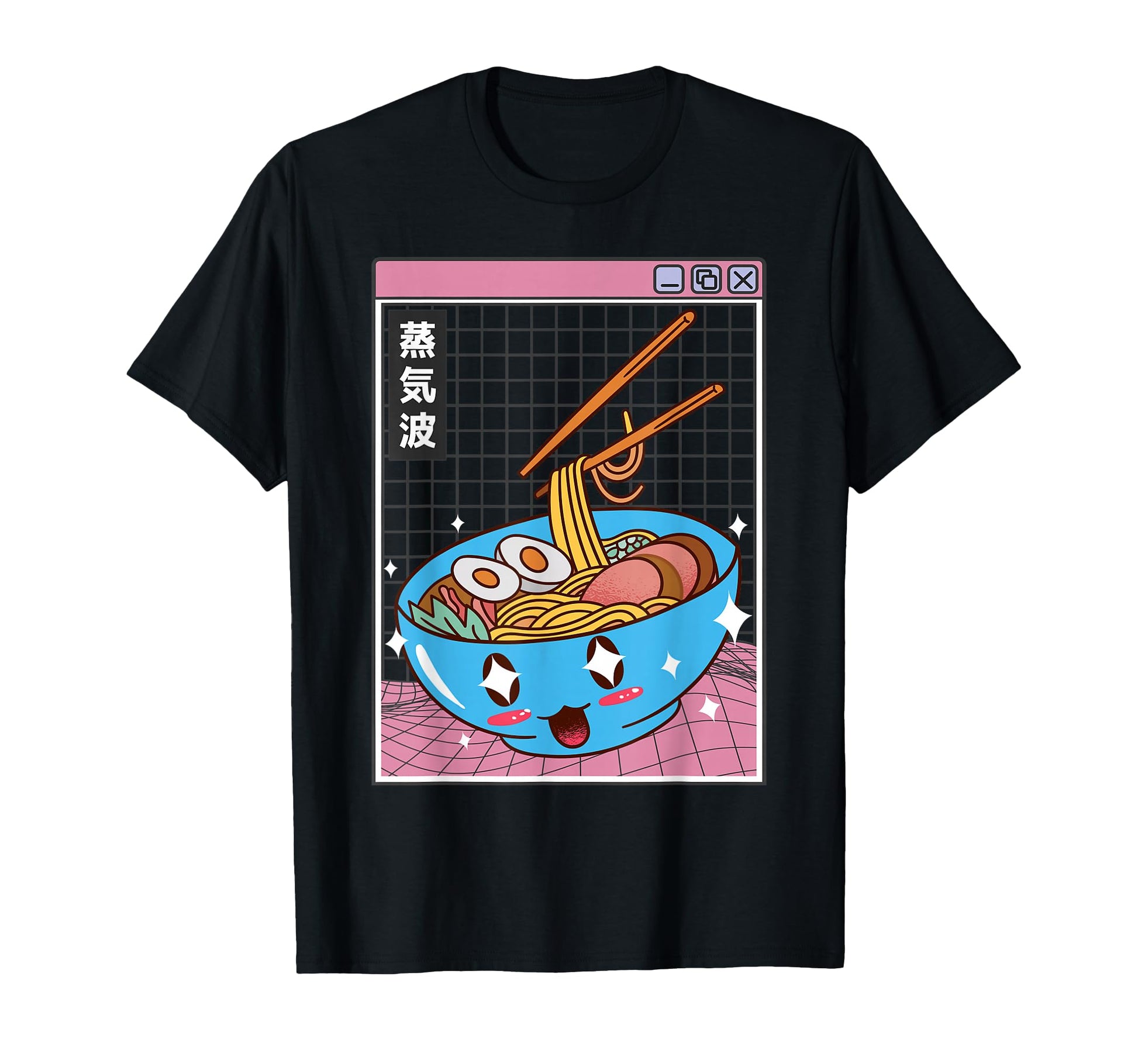 Ramen Noodles Bowl Kawaii Grid Vaporwave T-Shirt - Streetwear Style Unisex - T-Shirt, Sweatshirt, Hoodie