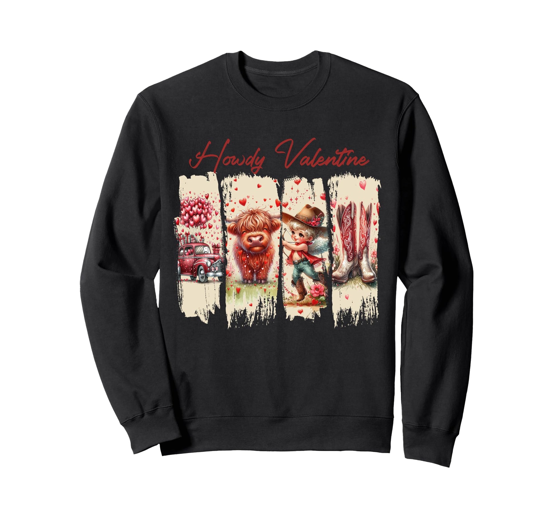 Howdy Valentine Western Highland Cow Sweatshirt - Trendy Graphic Unisex - T-Shirt, Sweatshirt, Hoodie
