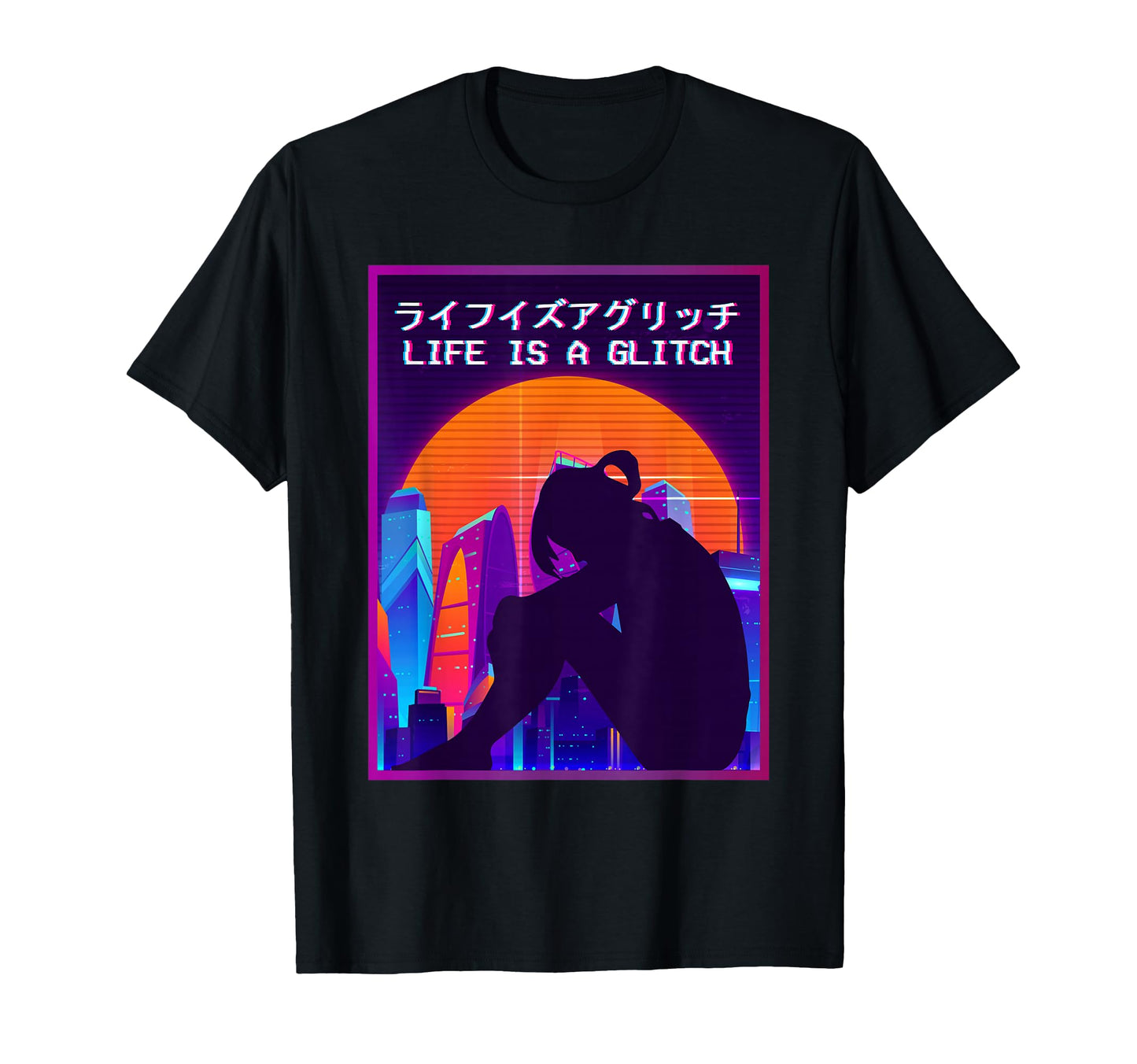 Life Is Glitch Vaporwave Aesthetic Sad T-Shirt - Custom Art Print Unisex - T-Shirt, Sweatshirt, Hoodie