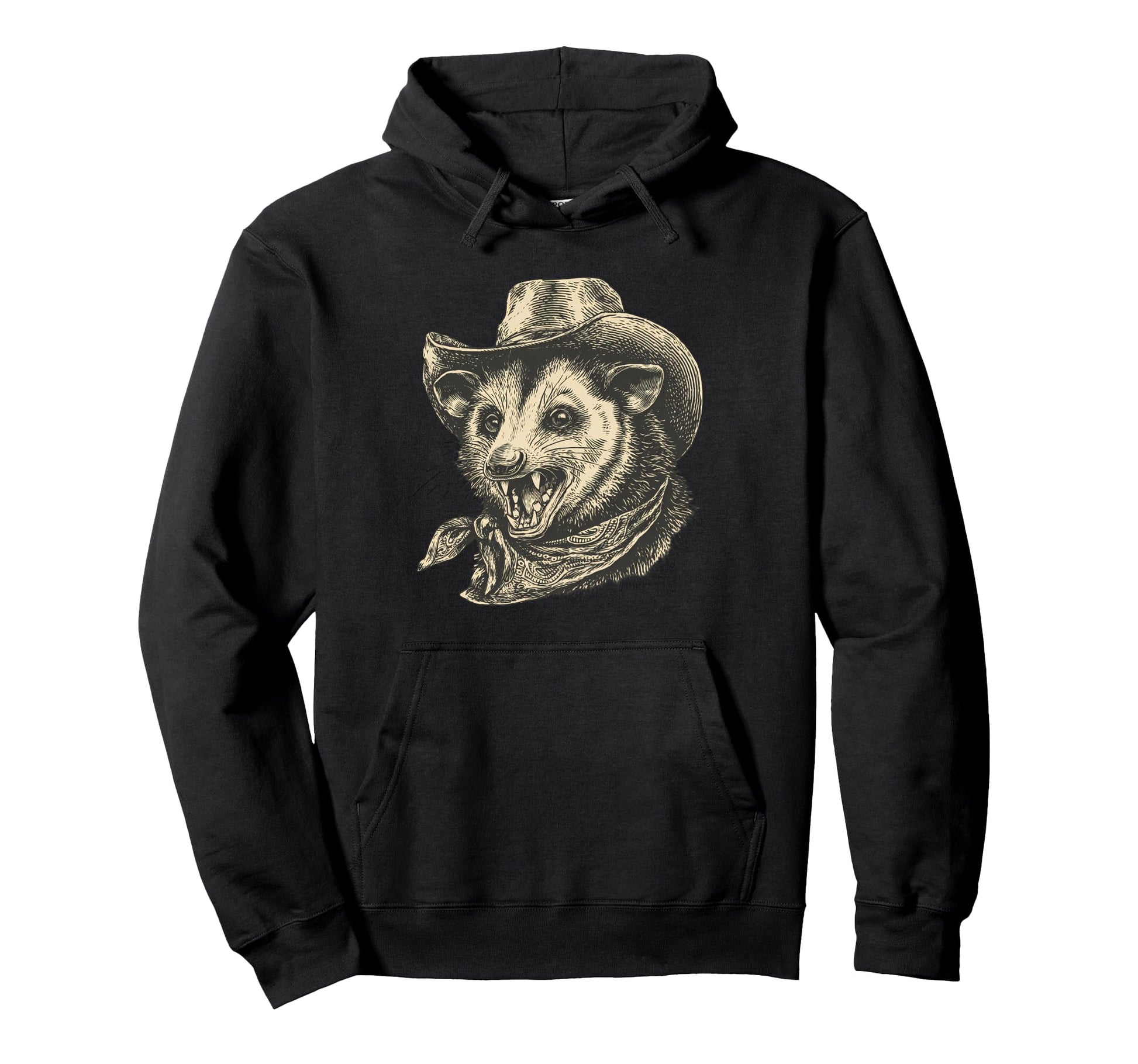 Country Cowboy Opossum Rodeo Possum Western Hoodie - Unique Graphic Unisex - T-Shirt, Sweatshirt, Hoodie