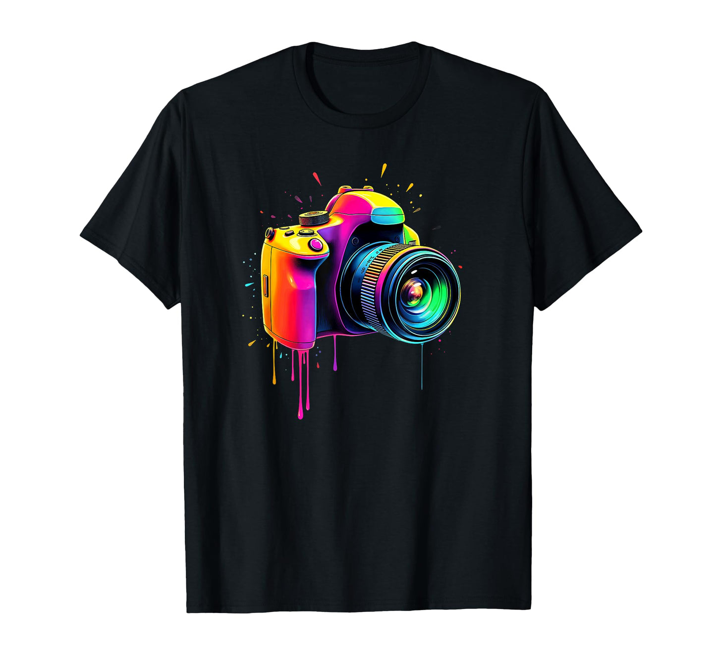 Photography Colorful Camera Dripping T-Shirt - Minimalist Print Unisex - T-Shirt, Sweatshirt, Hoodie