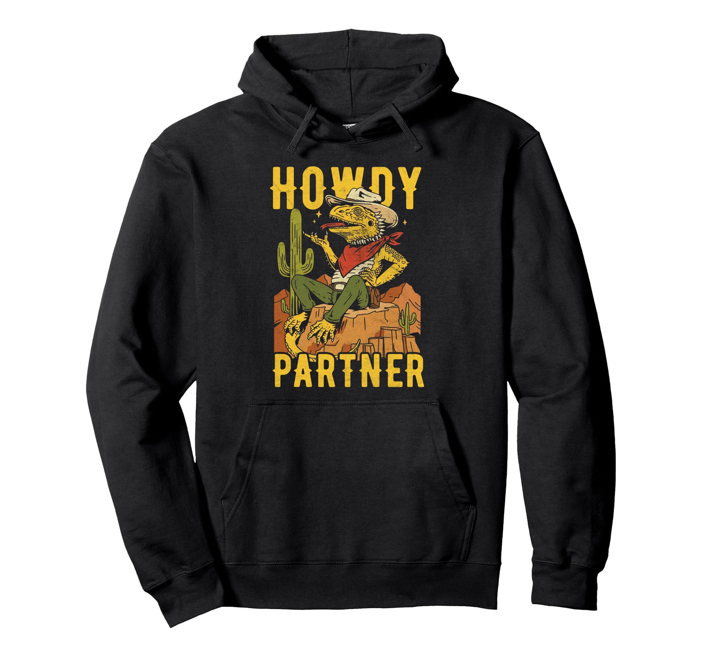 Bearded Dragon Cowboy Howdy Partner Hoodie - Minimalist Print Men Women - T-Shirt, Sweatshirt, Hoodie