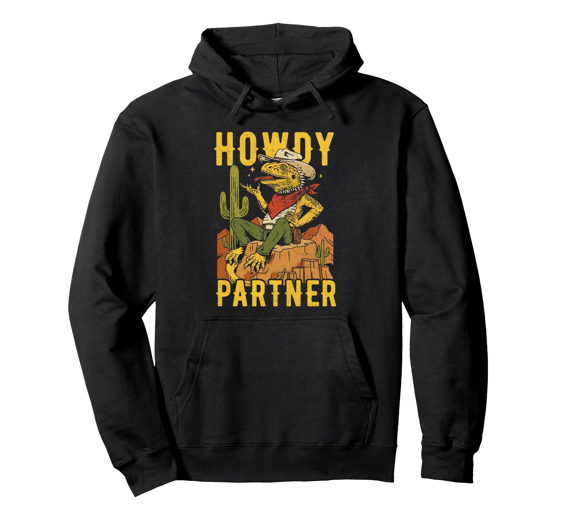 Bearded Dragon Cowboy Howdy Partner Hoodie - Minimalist Print Men Women - T-Shirt, Sweatshirt, Hoodie