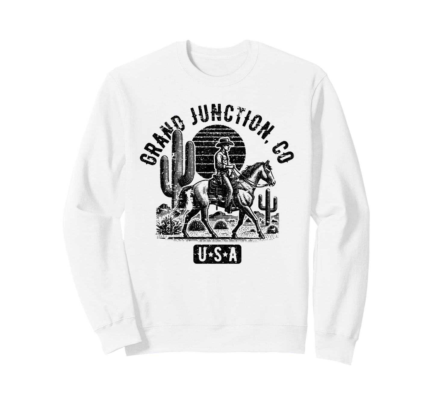 Grand Junction Co Usa Cowboy Horse Sweatshirt - Unique Graphic Unisex - T-Shirt, Sweatshirt, Hoodie