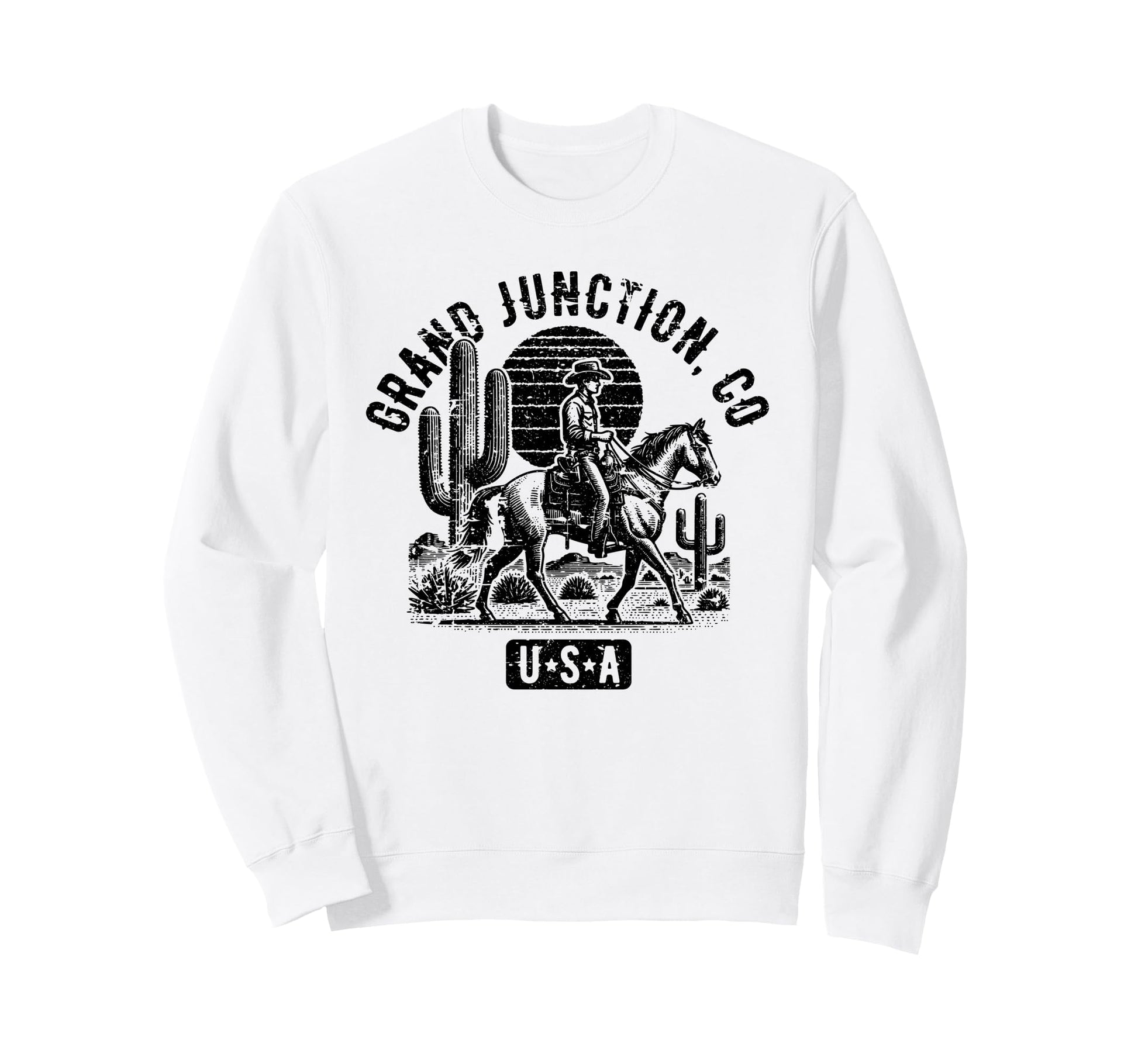 Grand Junction Co Usa Cowboy Horse Sweatshirt - Unique Graphic Unisex - T-Shirt, Sweatshirt, Hoodie