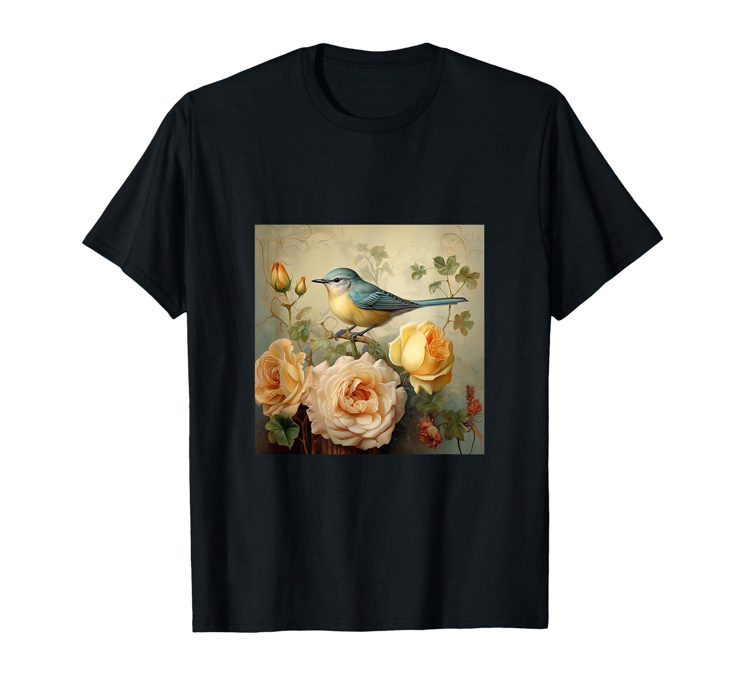 Shabby Chick Bird Flowers Victorian T-Shirt - Unique Graphic Men Women - T-Shirt, Sweatshirt, Hoodie