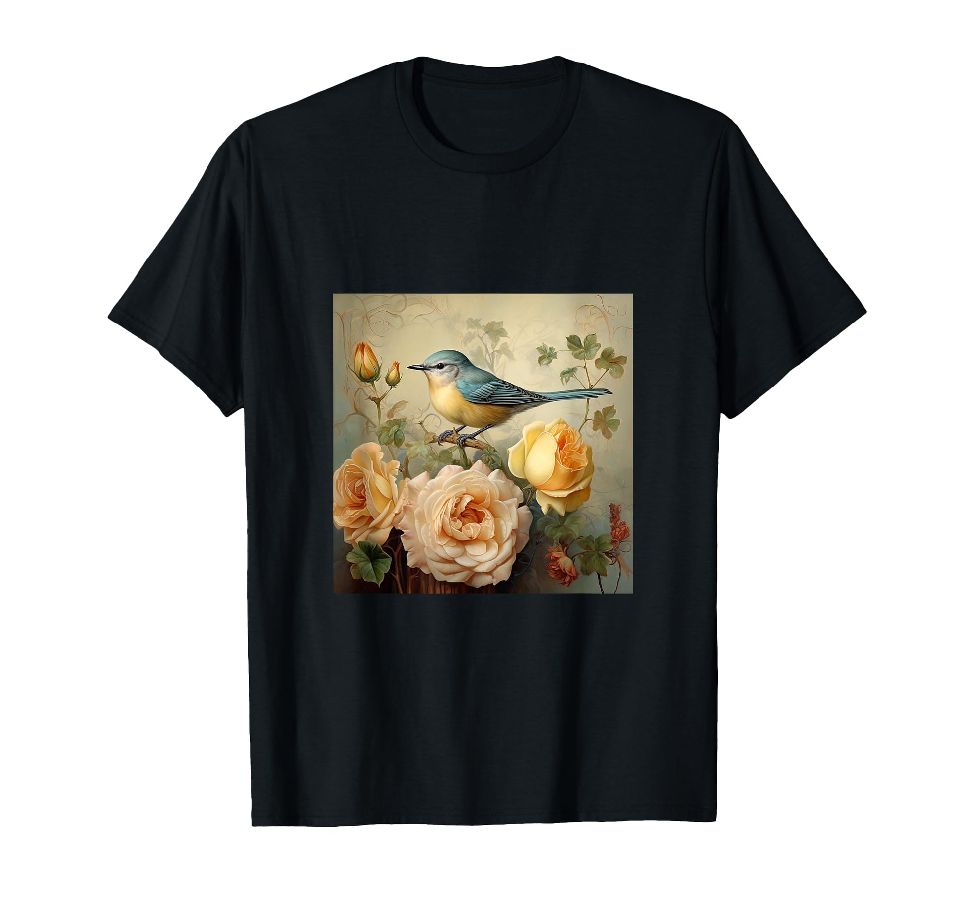 Shabby Chick Bird Flowers Victorian T-Shirt - Unique Graphic Men Women - T-Shirt, Sweatshirt, Hoodie