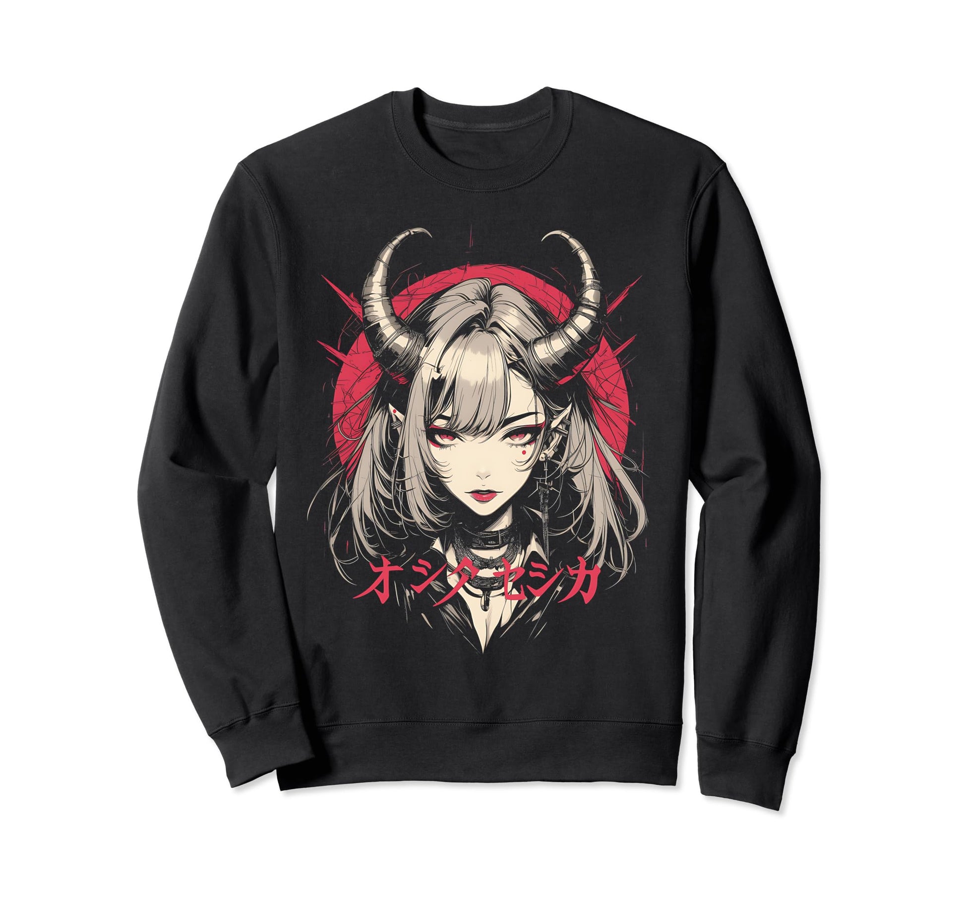 Goth Grunge Demon Anime Waifu Sweatshirt - Casual Everyday Wear Men Women - T-Shirt, Sweatshirt, Hoodie