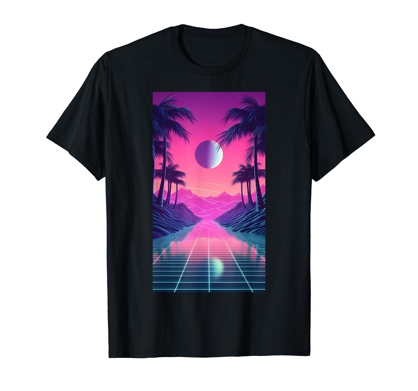 80S Vaporwave Aesthetic Landscape T-Shirt - Graphic Print for Adults - T-Shirt, Sweatshirt, Hoodie