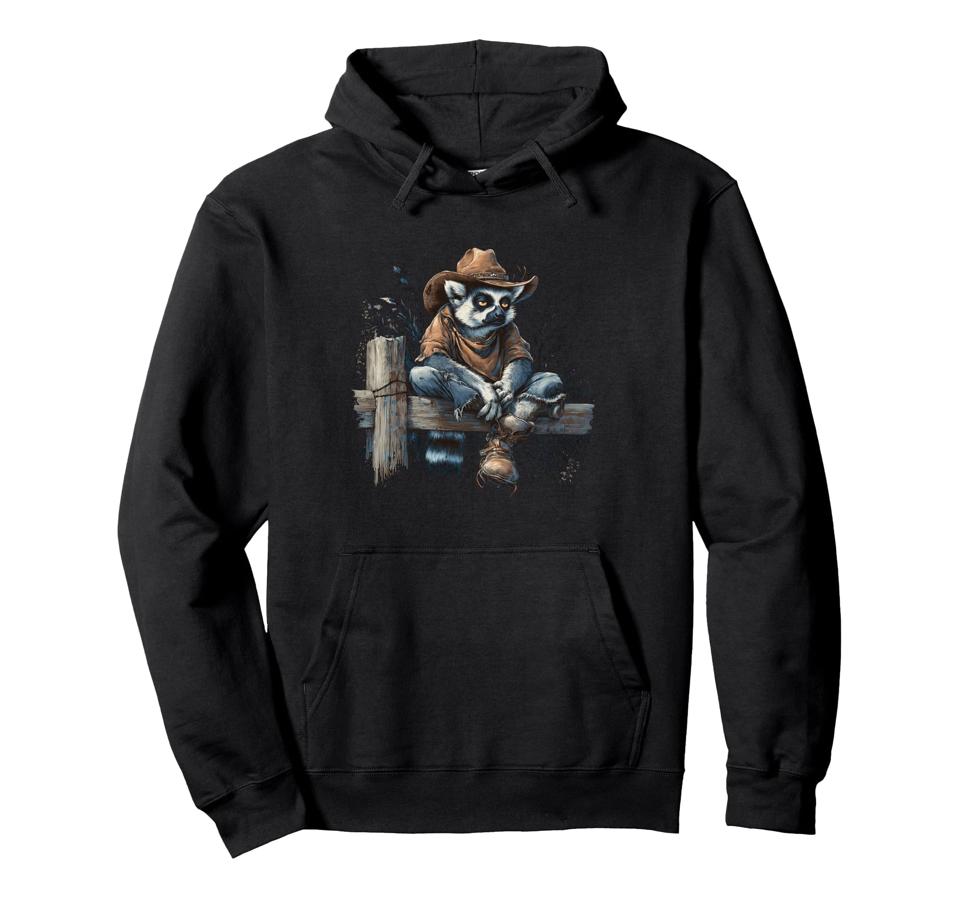 Lemur Cowboy Rodeo Cowgirl Western Country Hoodie - Unique Graphic Unisex - T-Shirt, Sweatshirt, Hoodie