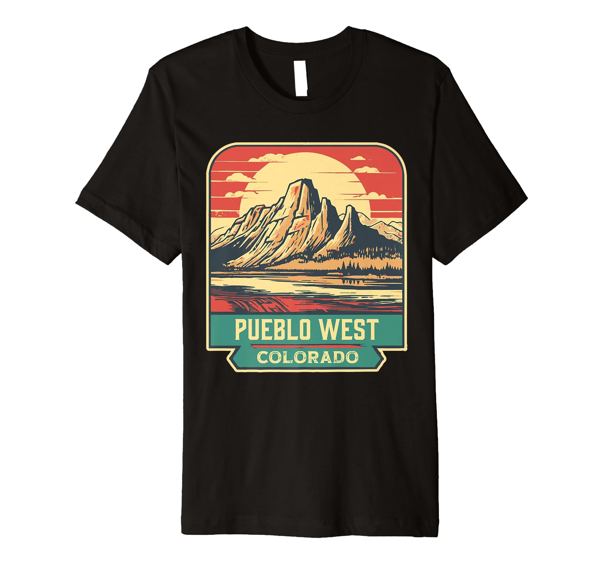 Pueblo West Colorado Mountain Logo T-Shirt - Unique Graphic Men Women - T-Shirt, Sweatshirt, Hoodie