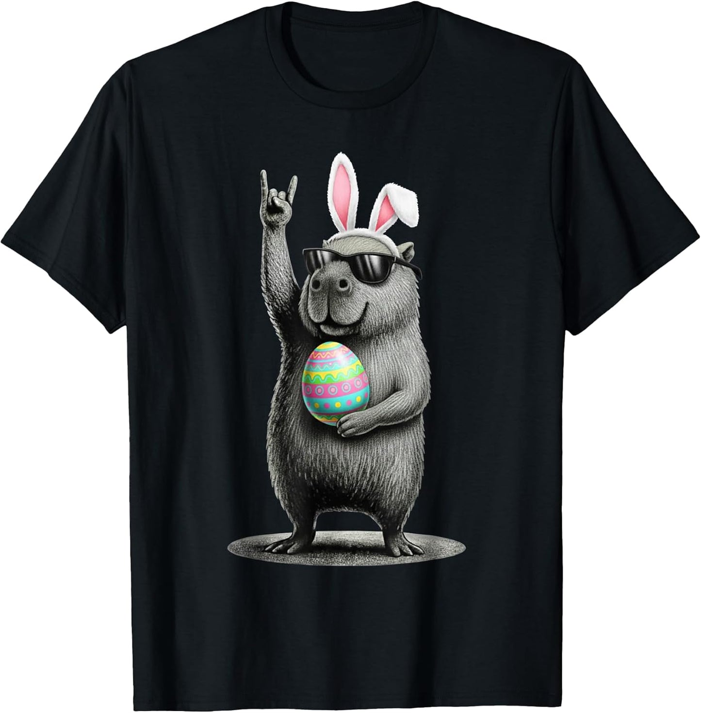 Funny Bunny Capybara Happy Easter - Adult & Kids T-Shirts, Sweatshirts & Hoodies apparel design preview 1