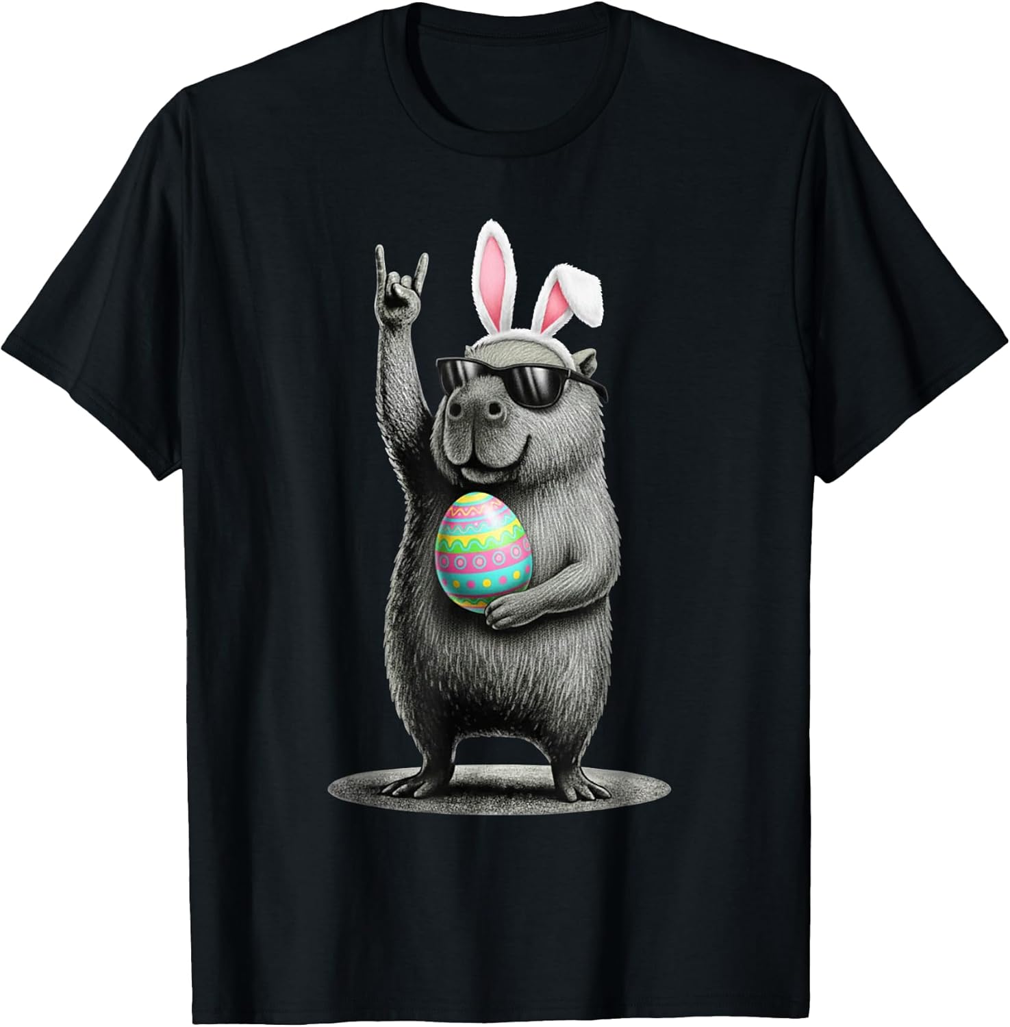 Funny Bunny Capybara Happy Easter - Adult & Kids T-Shirts, Sweatshirts & Hoodies apparel design preview 1