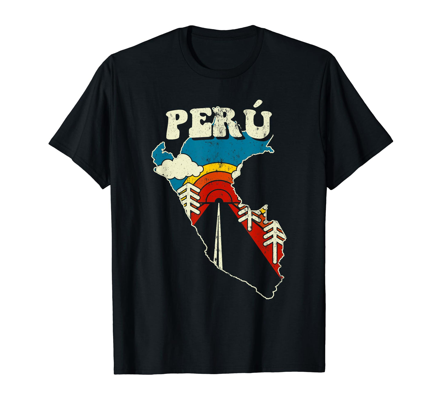 Per Peruvian Country Rainbow 70S Map T-Shirt - Graphic Print Men Women - T-Shirt, Sweatshirt, Hoodie