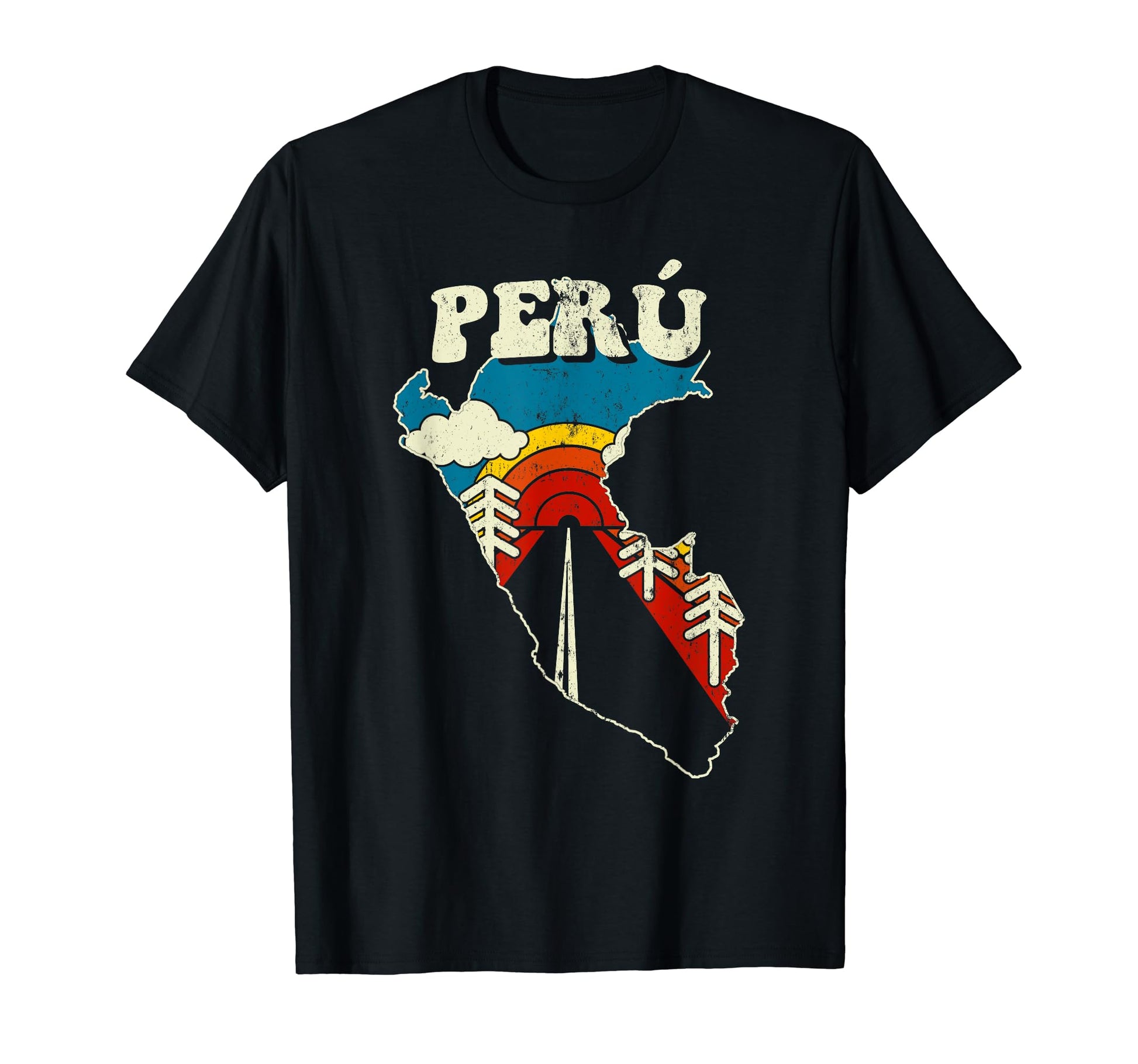Per Peruvian Country Rainbow 70S Map T-Shirt - Graphic Print Men Women - T-Shirt, Sweatshirt, Hoodie