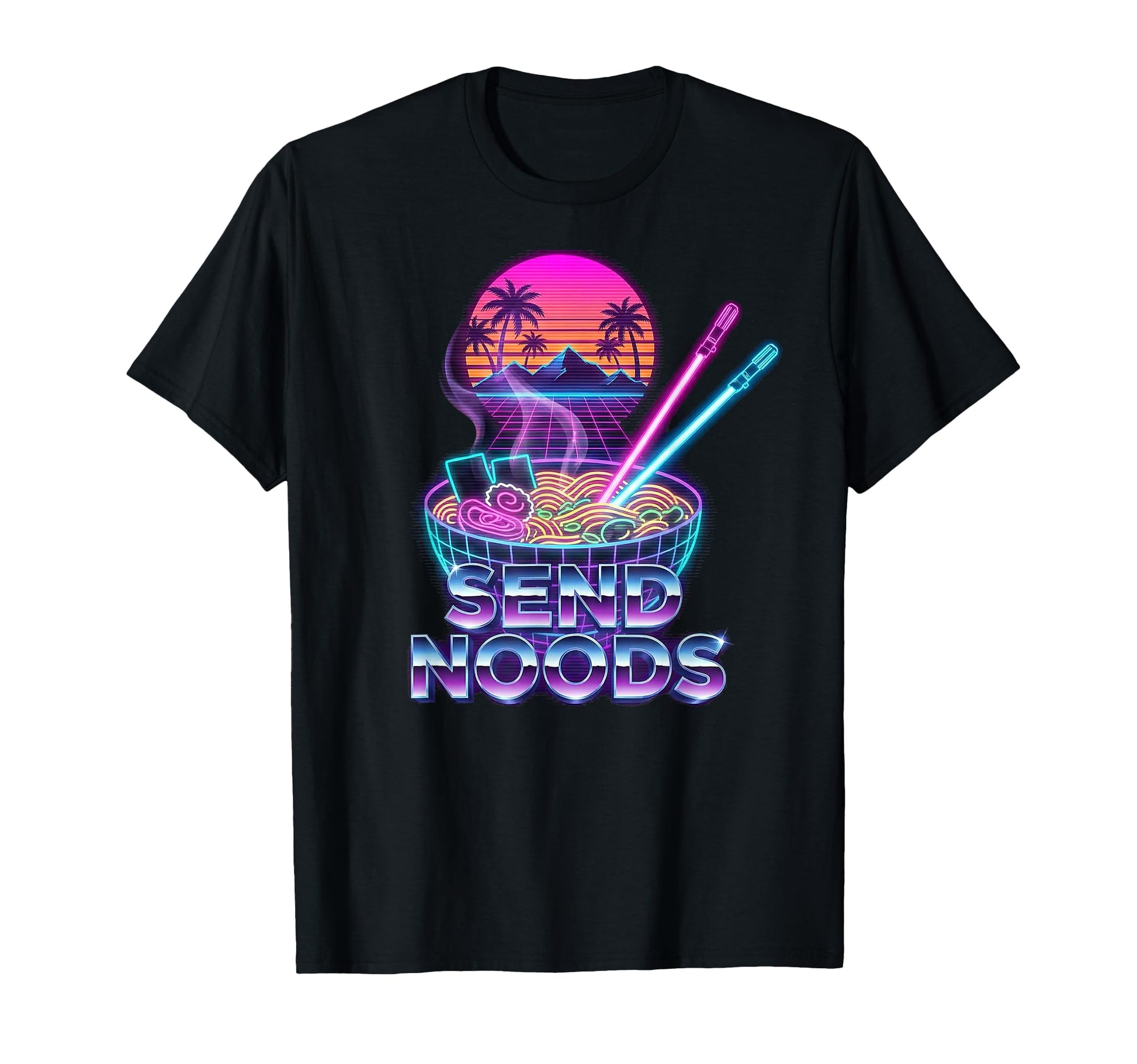 Ramen Noodles Bowl Send Noods 80S T-Shirt - Aesthetic Graphic for Adults - T-Shirt, Sweatshirt, Hoodie