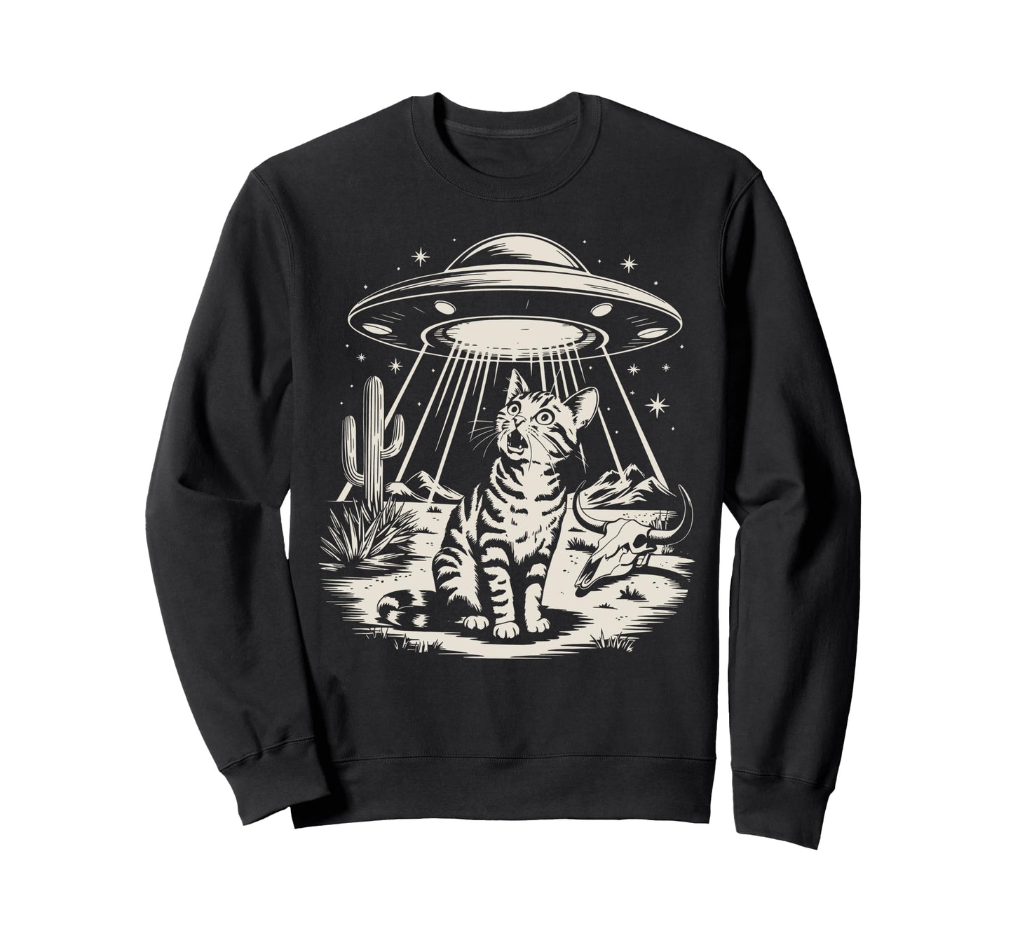 Ufo Western Cat Cowboy Cat Wild Sweatshirt - Novelty Apparel for Adults - T-Shirt, Sweatshirt, Hoodie
