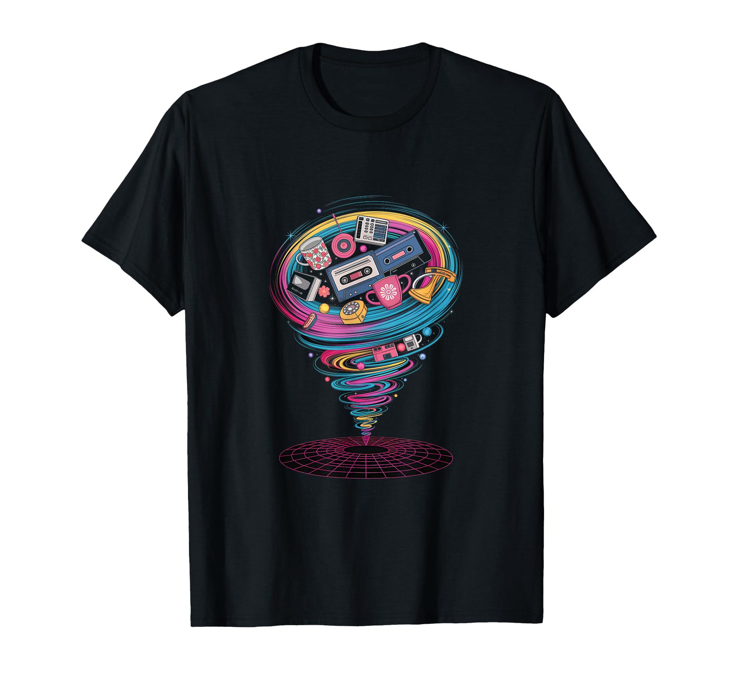 Tape Vortex Surreal 80S Vaporwave T-Shirt - Novelty Apparel for Adults - T-Shirt, Sweatshirt, Hoodie