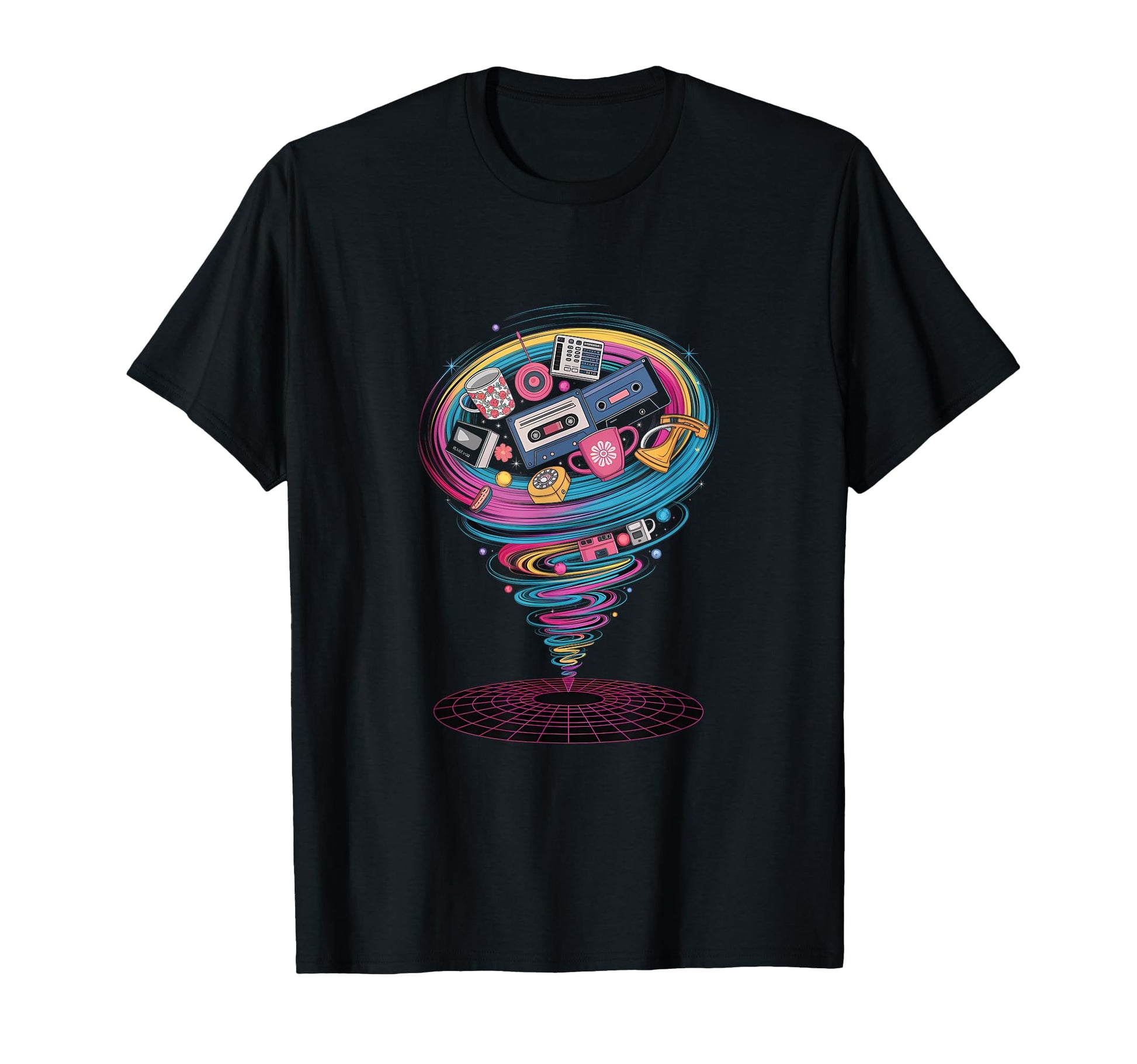 Tape Vortex Surreal 80S Vaporwave T-Shirt - Novelty Apparel for Adults - T-Shirt, Sweatshirt, Hoodie