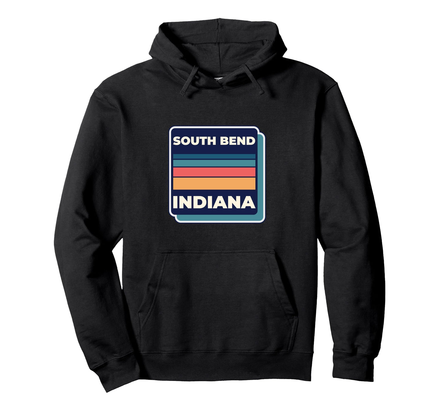 1980S Rainbow Stripes South Bend Hoodie - Casual Everyday Wear Men Women - T-Shirt, Sweatshirt, Hoodie