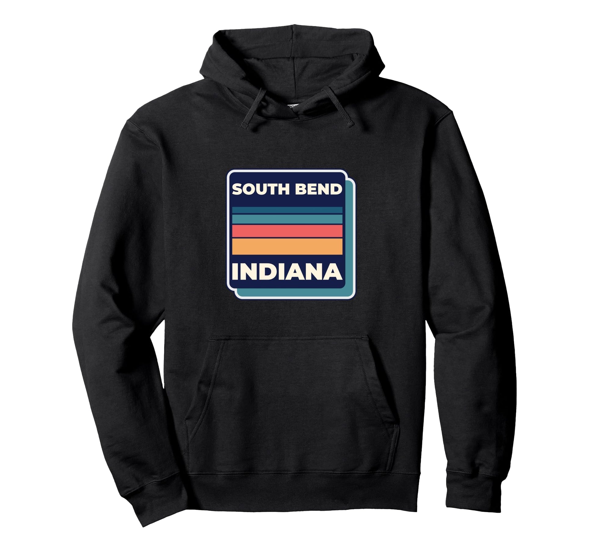 1980S Rainbow Stripes South Bend Hoodie - Casual Everyday Wear Men Women - T-Shirt, Sweatshirt, Hoodie