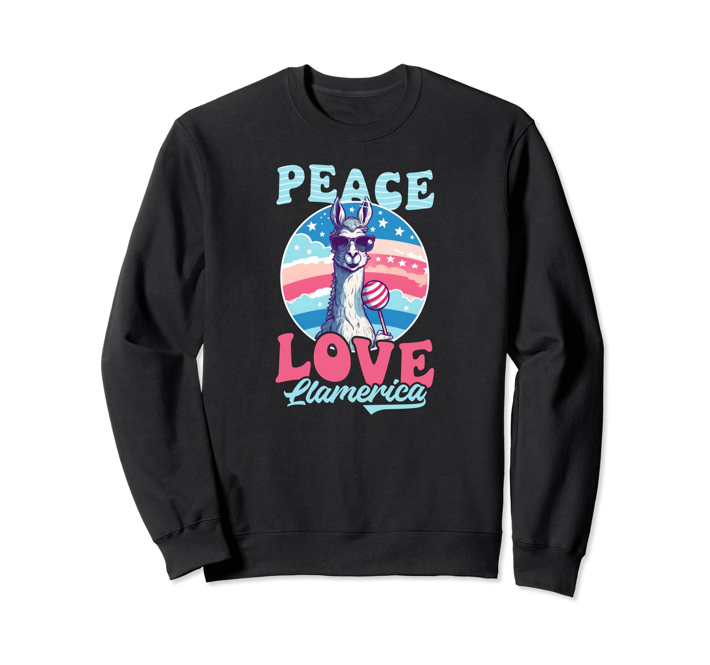 Peace Love Llamerica America Lover Sweatshirt - Trendy Graphic Unisex - T-Shirt, Sweatshirt, Hoodie