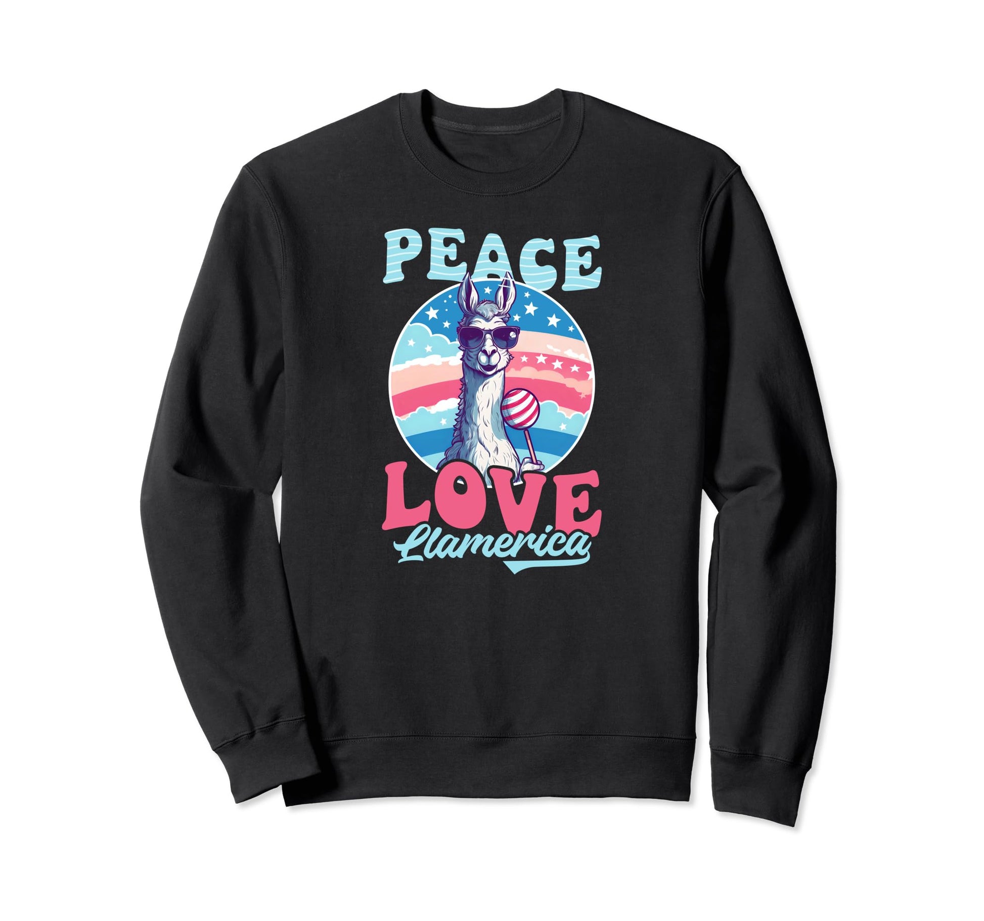 Peace Love Llamerica America Lover Sweatshirt - Trendy Graphic Unisex - T-Shirt, Sweatshirt, Hoodie