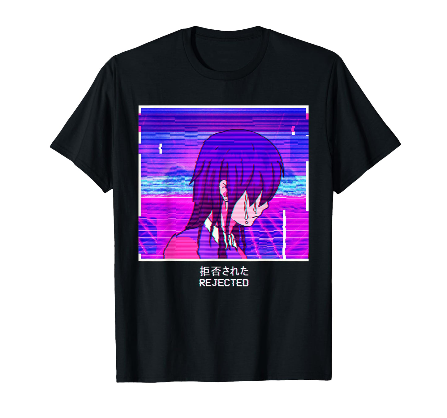 Sad Anime Emo Japanese Vaporwave T-Shirt - Aesthetic Graphic for Adults - T-Shirt, Sweatshirt, Hoodie