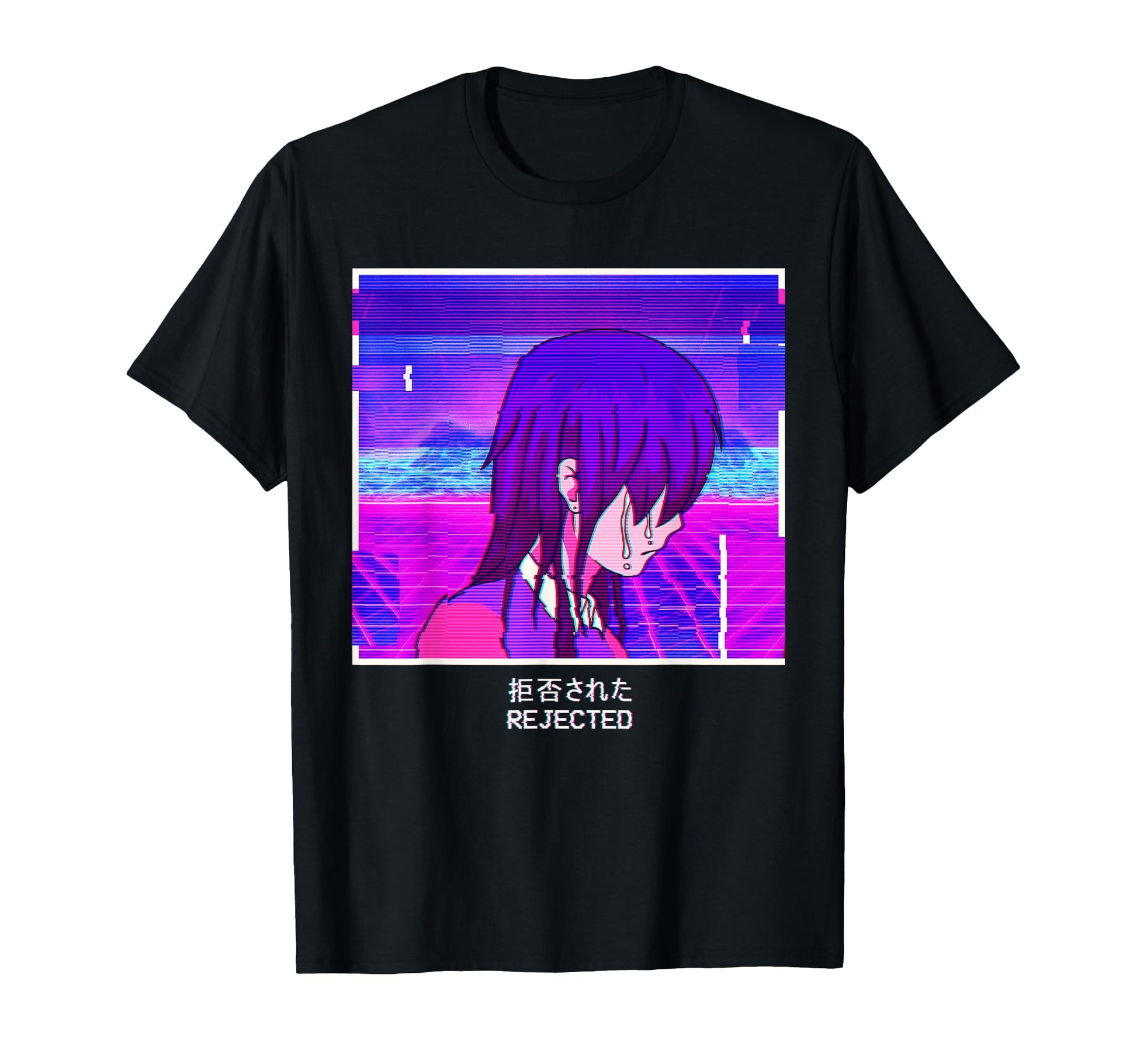 Sad Anime Emo Japanese Vaporwave T-Shirt - Aesthetic Graphic for Adults - T-Shirt, Sweatshirt, Hoodie