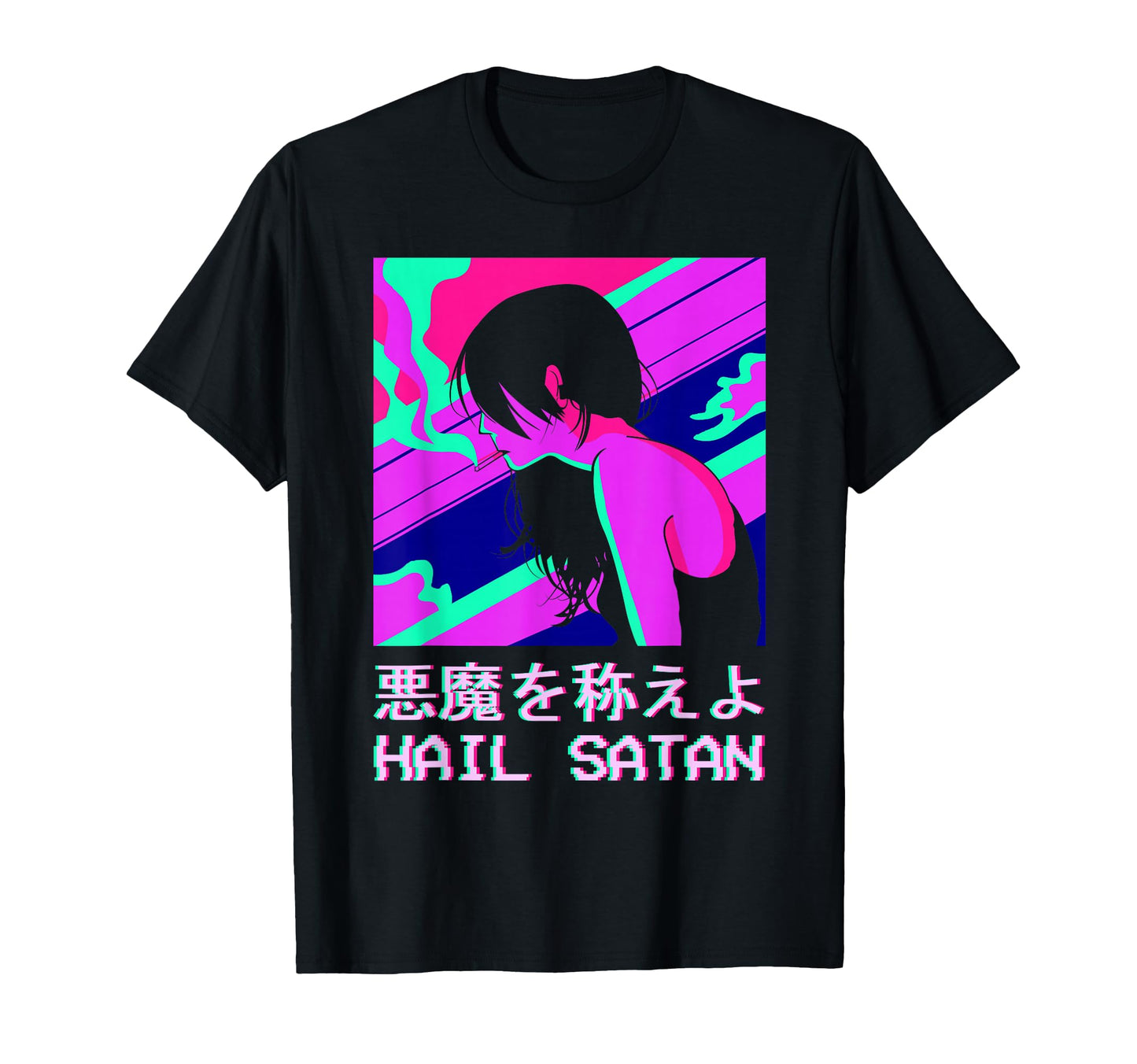Hail Satan Soft Grunge Aesthetic Anime T-Shirt - Graphic Print for Adults - T-Shirt, Sweatshirt, Hoodie