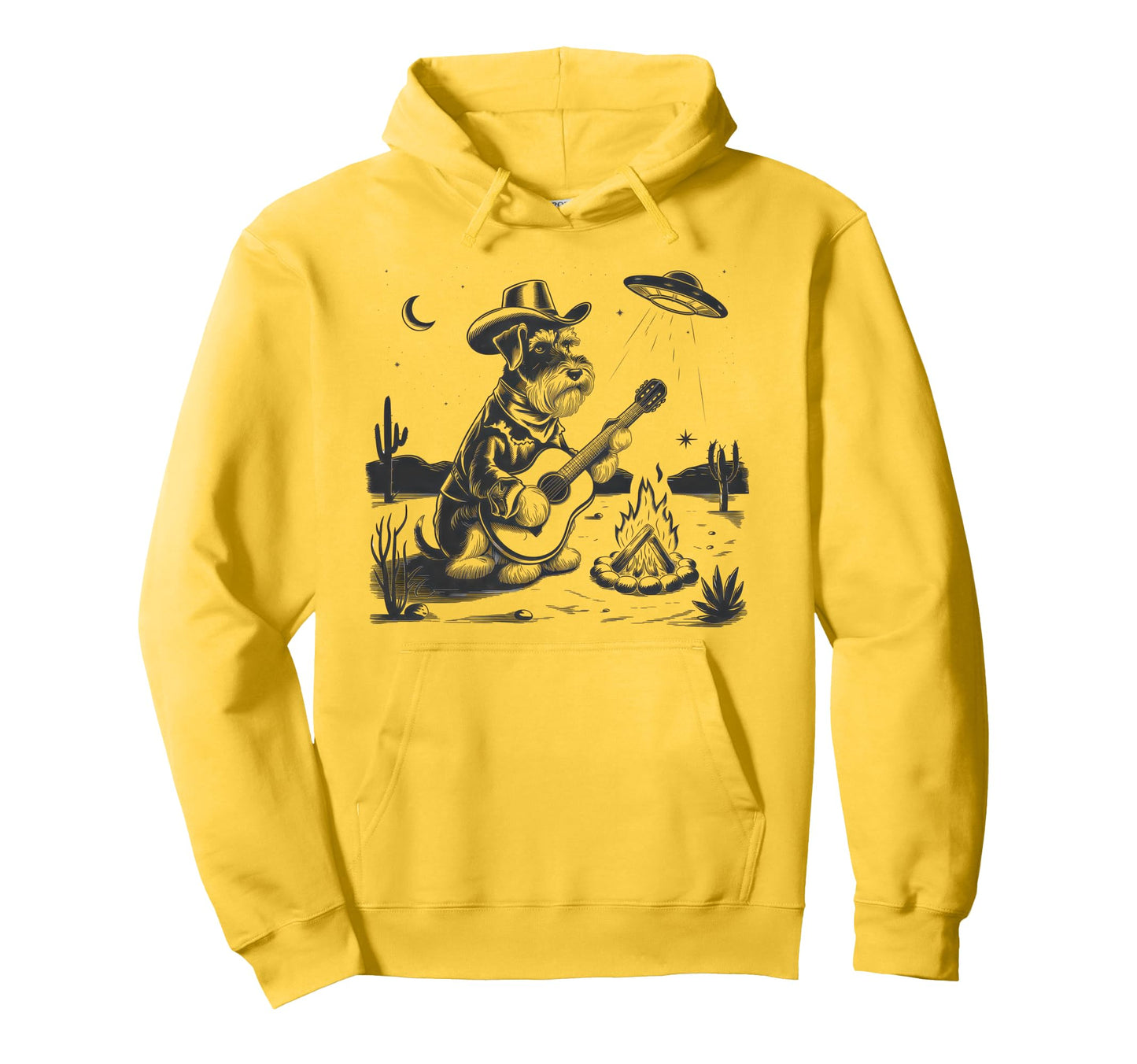 Schnauzer Schnauzer Ufo Western Hoodie - Graphic Print for Adults - T-Shirt, Sweatshirt, Hoodie