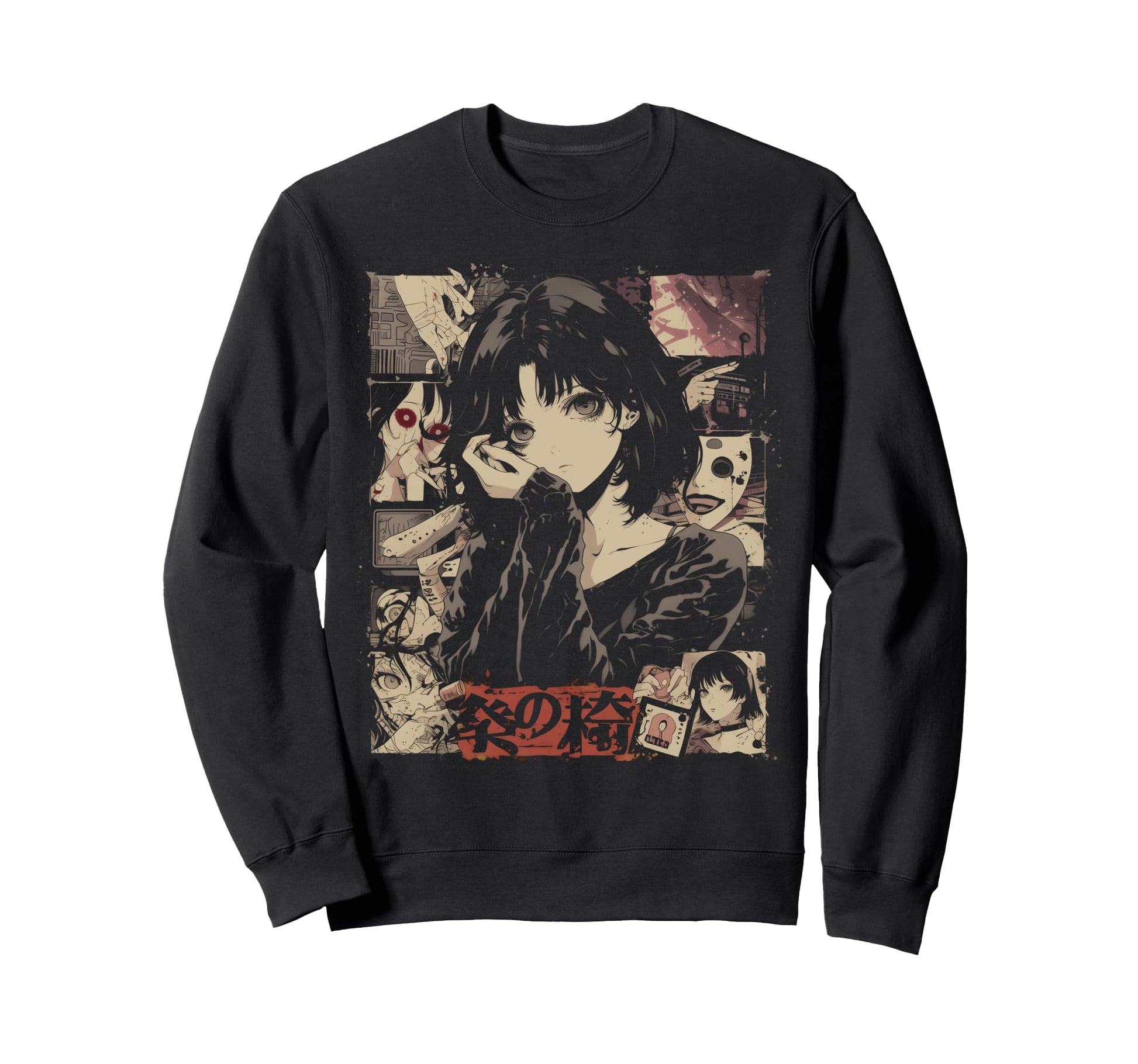 Goth Grunge Demon Anime Waifu Horror Sweatshirt - Graphic Print for Adults - T-Shirt, Sweatshirt, Hoodie