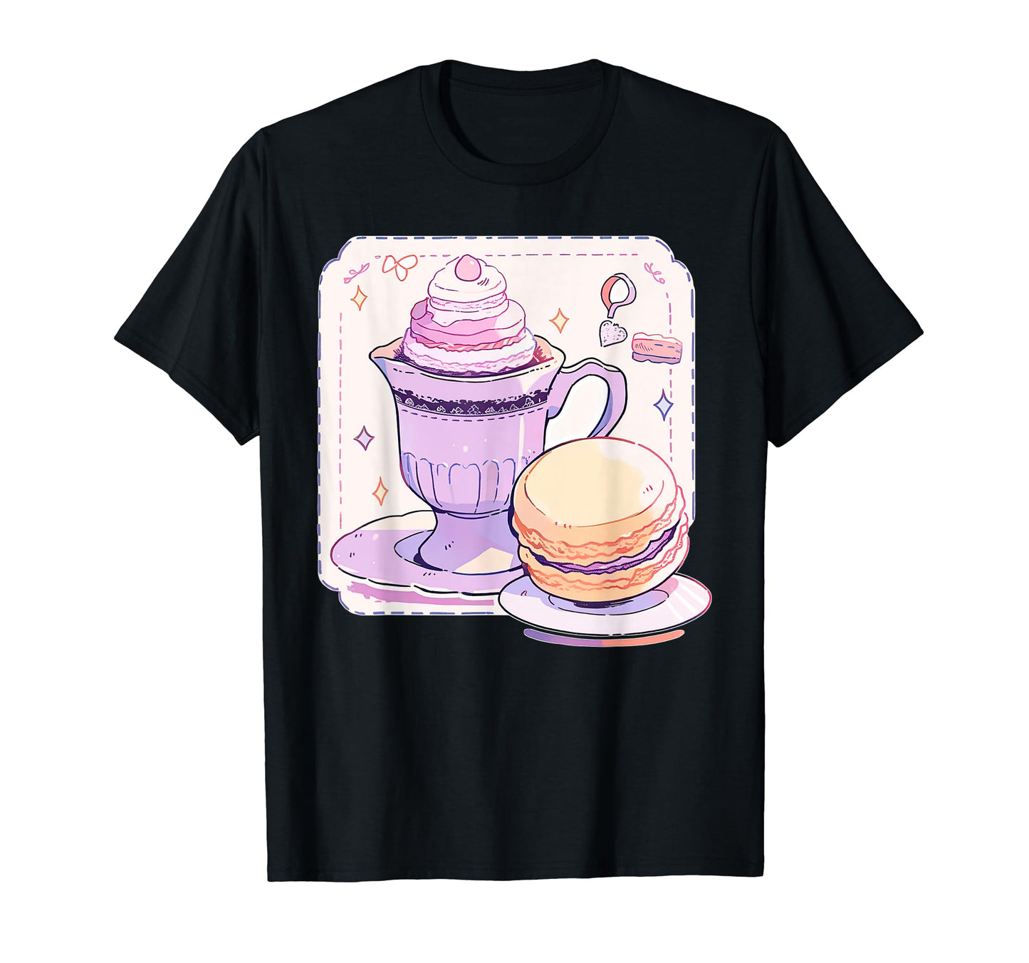 Pastel Coffee Macaroon Aesthetic T-Shirt - Fun Novelty Design Unisex - T-Shirt, Sweatshirt, Hoodie