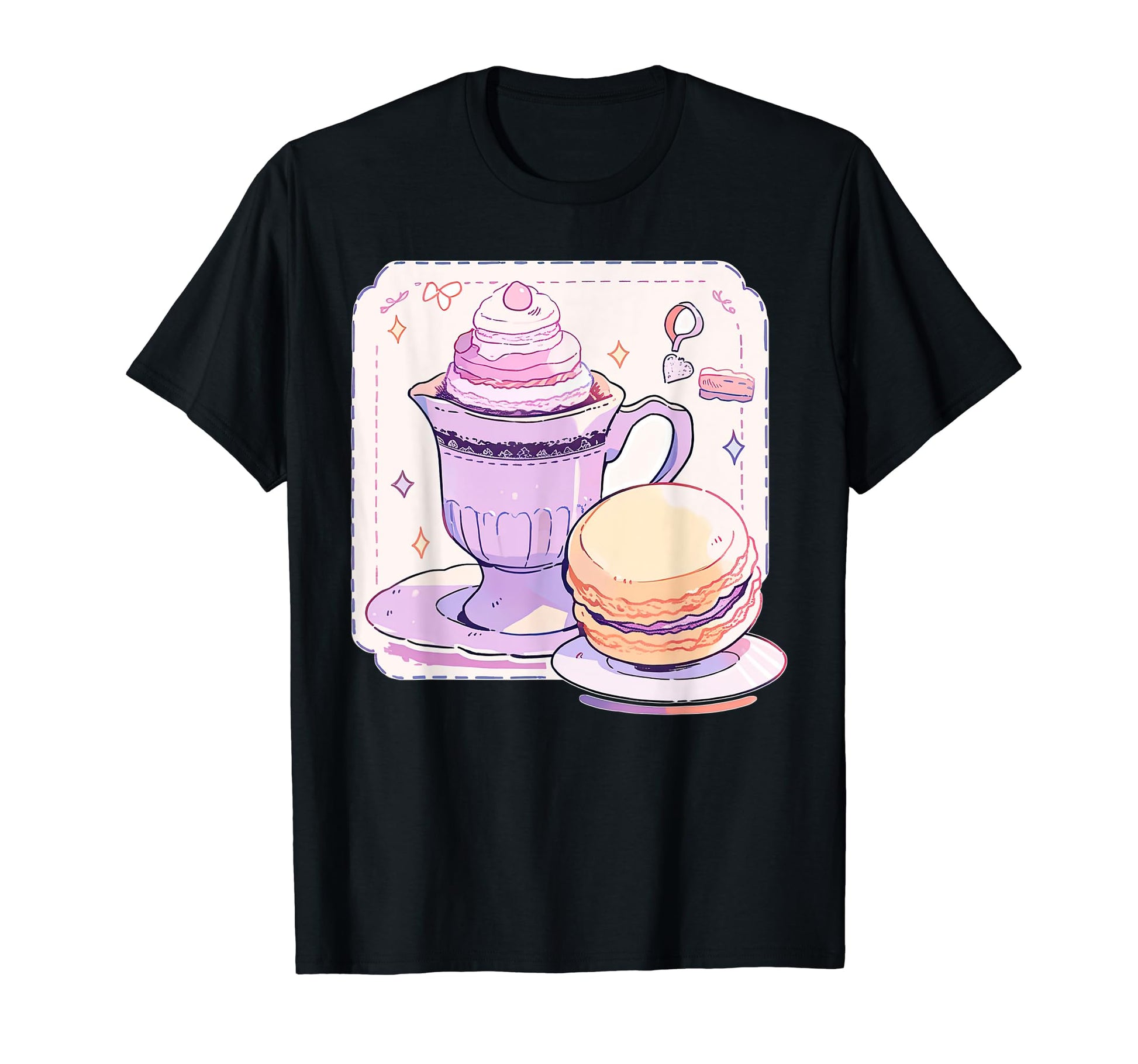 Pastel Coffee Macaroon Aesthetic T-Shirt - Fun Novelty Design Unisex - T-Shirt, Sweatshirt, Hoodie