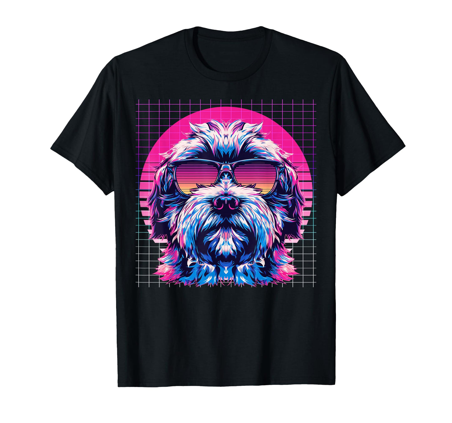Havanese Sunglasses Dog Vaporwave Aesthetic T-Shirt - Trendy Graphic Unisex - T-Shirt, Sweatshirt, Hoodie