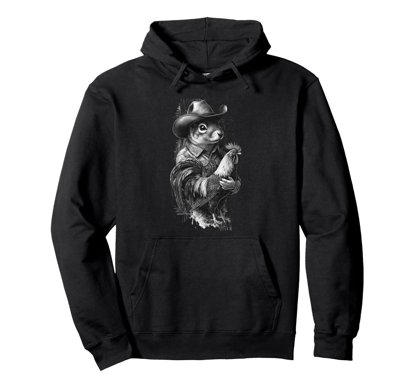 Country Cowboy Squirrel Rodeo Hoodie - Fun Novelty Design for Adults - T-Shirt, Sweatshirt, Hoodie