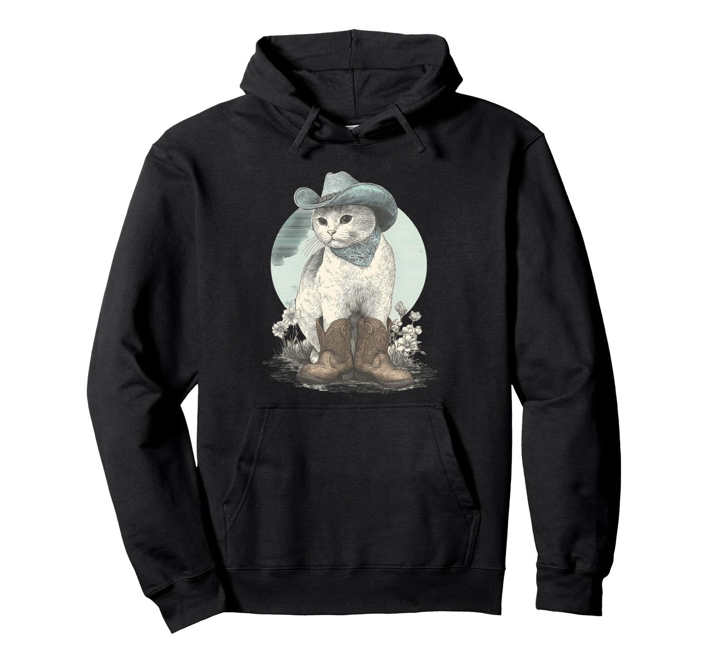 Western Country Cowgirl Funny Cowboy Cat Hoodie - Trendy Graphic Men Women - T-Shirt, Sweatshirt, Hoodie
