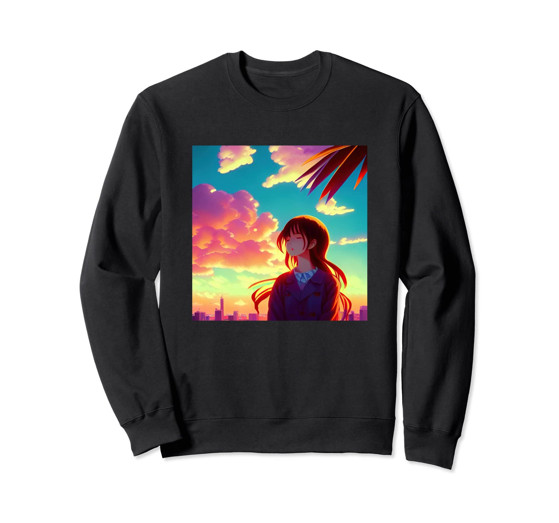 Anime Kawaii Aesthetic Lofi Sweatshirt - Minimalist Print for Adults - T-Shirt, Sweatshirt, Hoodie