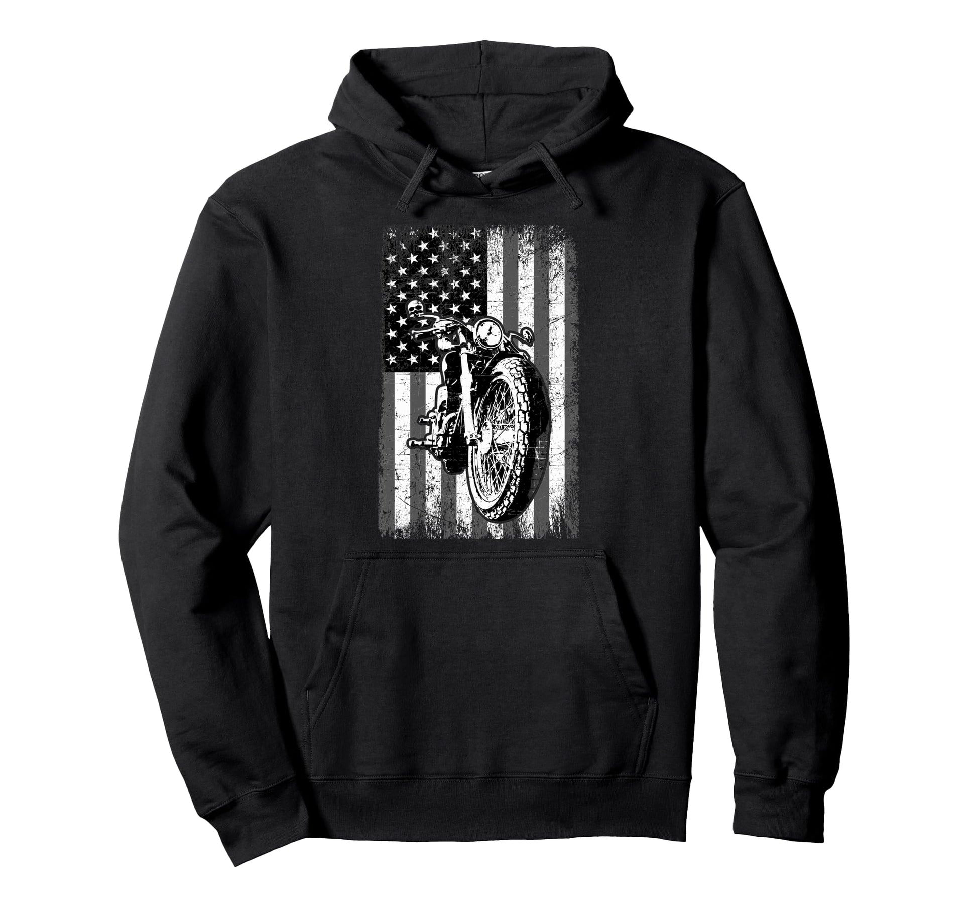 Us Flag Biker Riding Lover Hoodie - Fun Novelty Design Men Women - T-Shirt, Sweatshirt, Hoodie