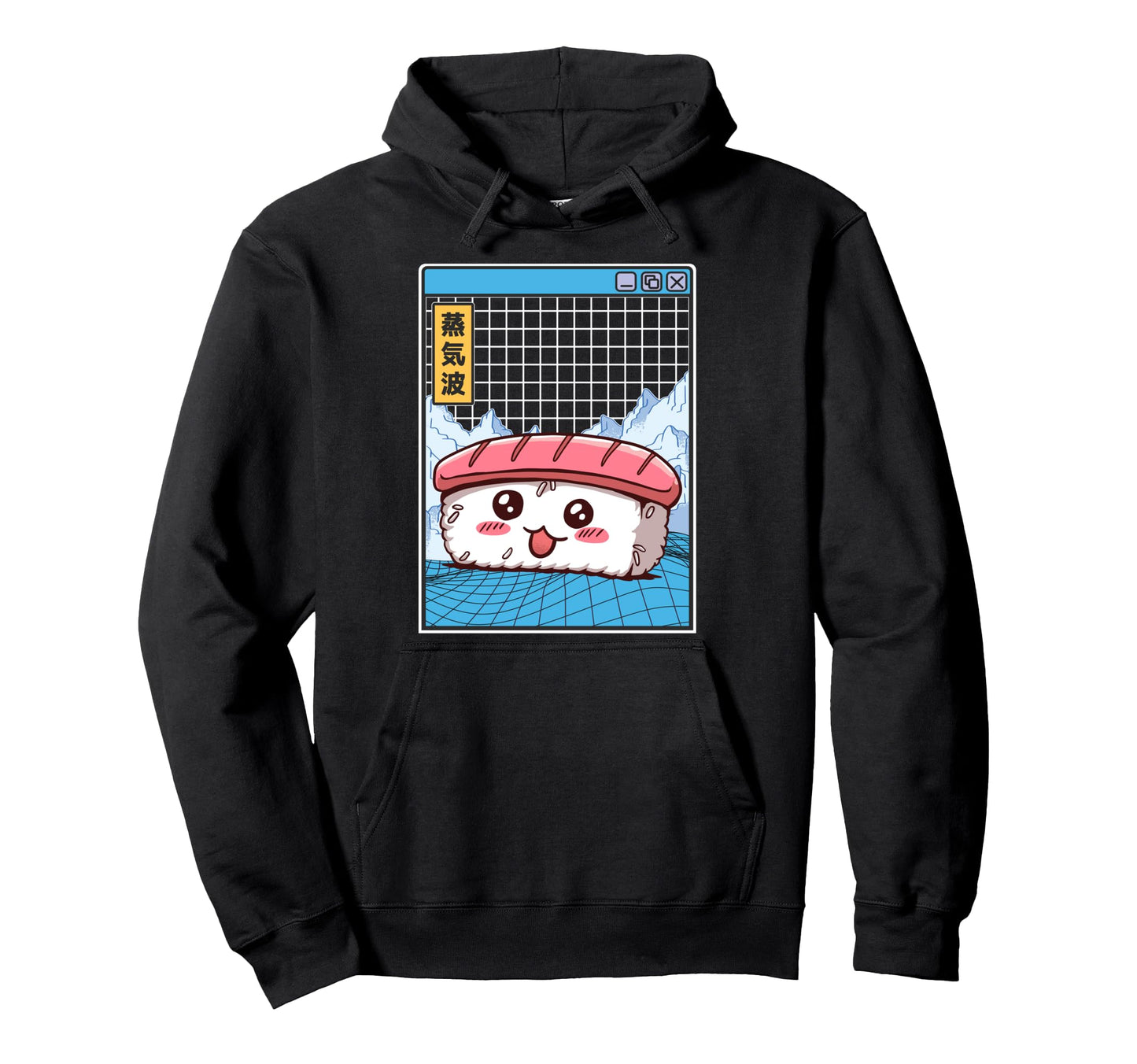 Sushi Kawaii Grid Vaporwave Hoodie - Aesthetic Graphic for Adults - T-Shirt, Sweatshirt, Hoodie