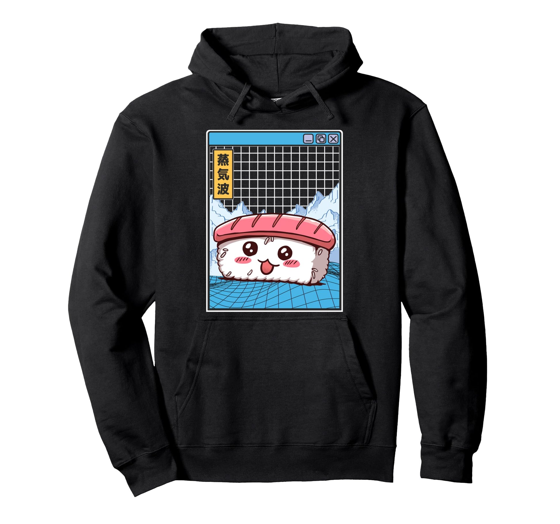 Sushi Kawaii Grid Vaporwave Hoodie - Aesthetic Graphic for Adults - T-Shirt, Sweatshirt, Hoodie