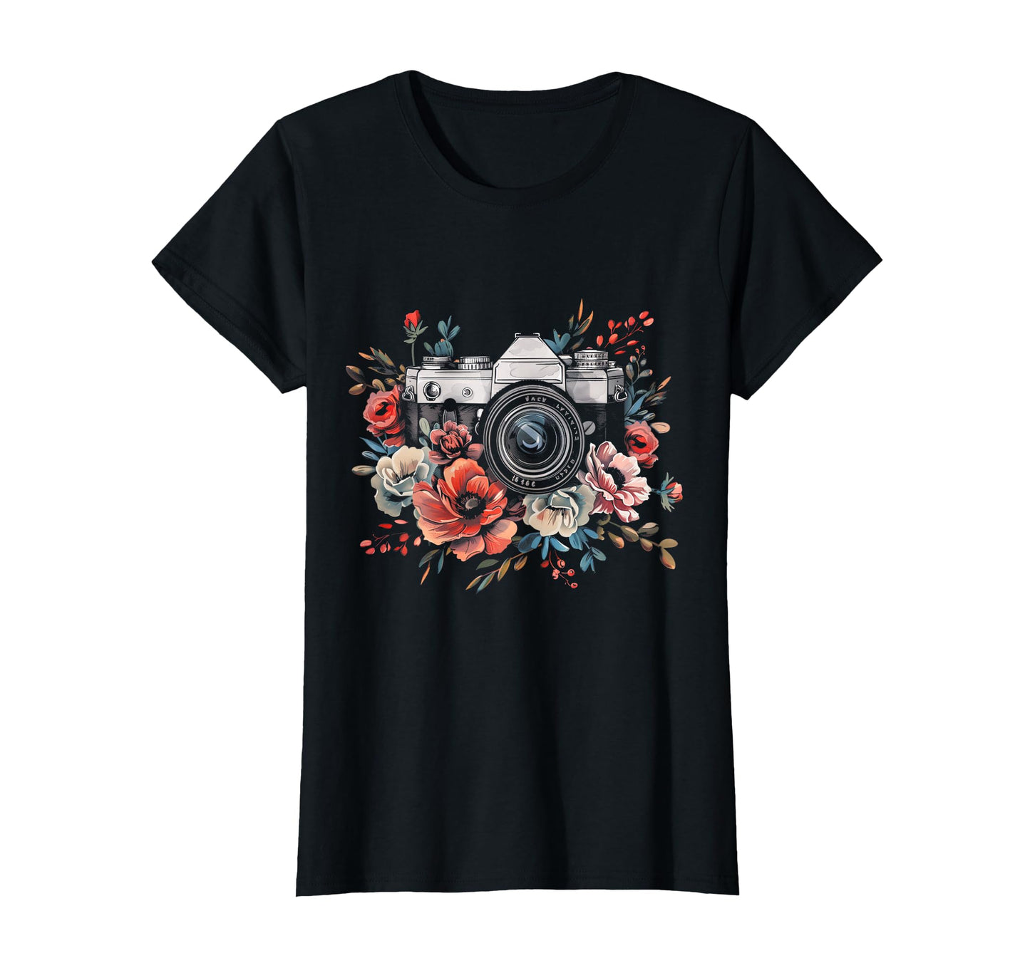 Photographer Camera Flowers T-Shirt - Casual Everyday Wear Men Women - T-Shirt, Sweatshirt, Hoodie