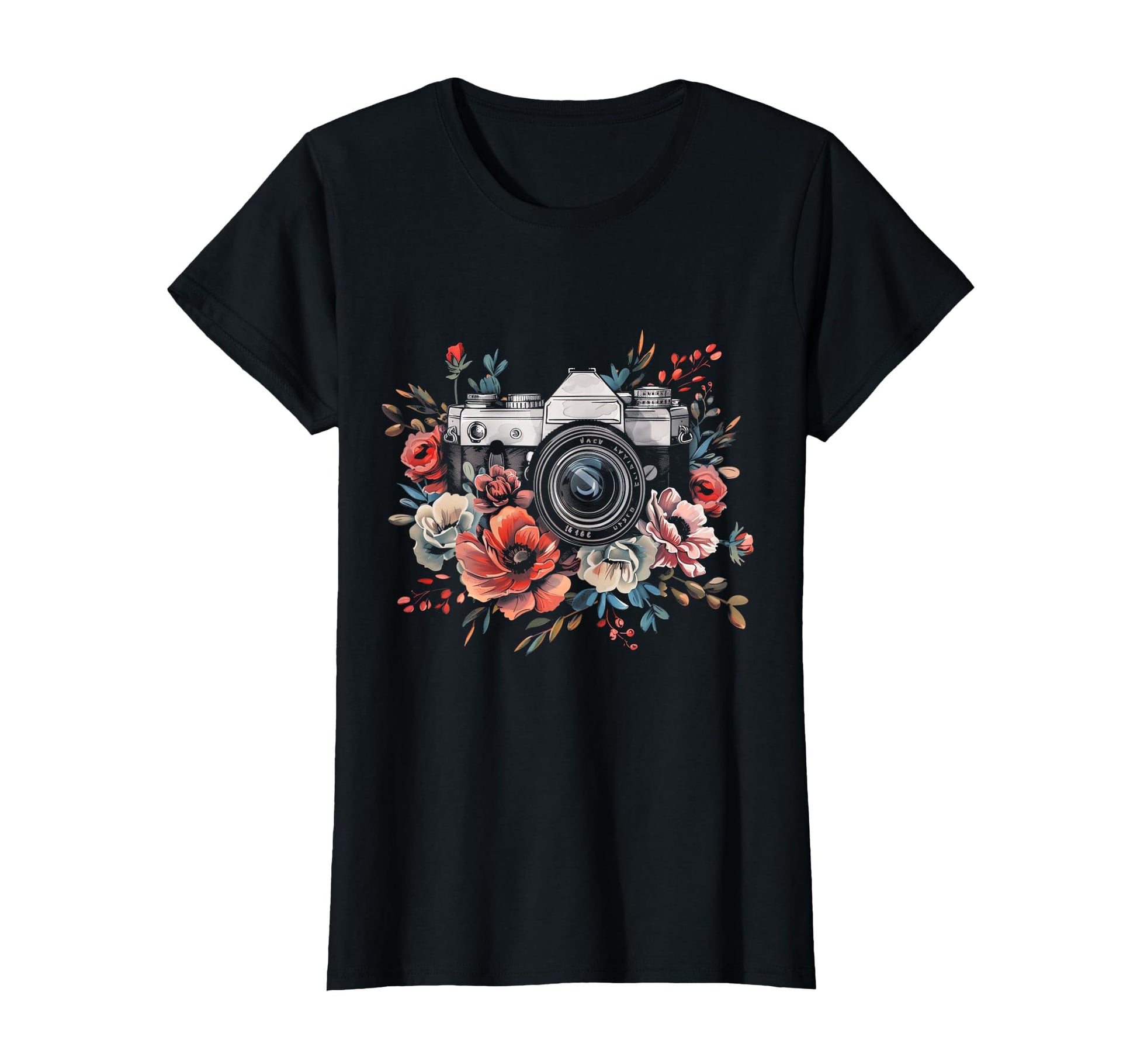 Photographer Camera Flowers T-Shirt - Casual Everyday Wear Men Women - T-Shirt, Sweatshirt, Hoodie