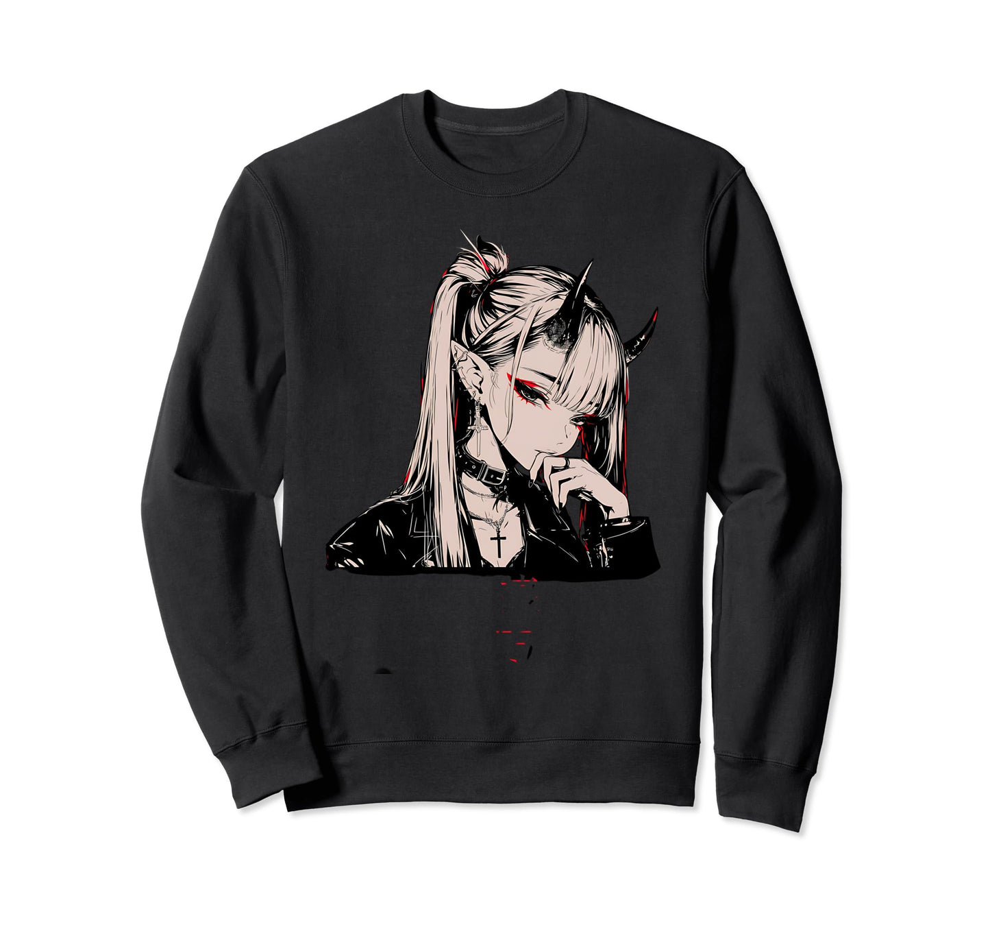 Goth Grunge Demon Anime Waifu Horror Sweatshirt - Trendy Graphic Men Women - T-Shirt, Sweatshirt, Hoodie