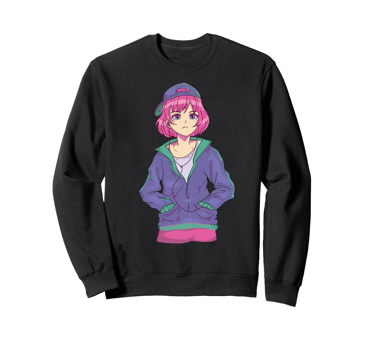 Anime Skater Skating Japanese Sweatshirt - Minimalist Print for Adults - T-Shirt, Sweatshirt, Hoodie