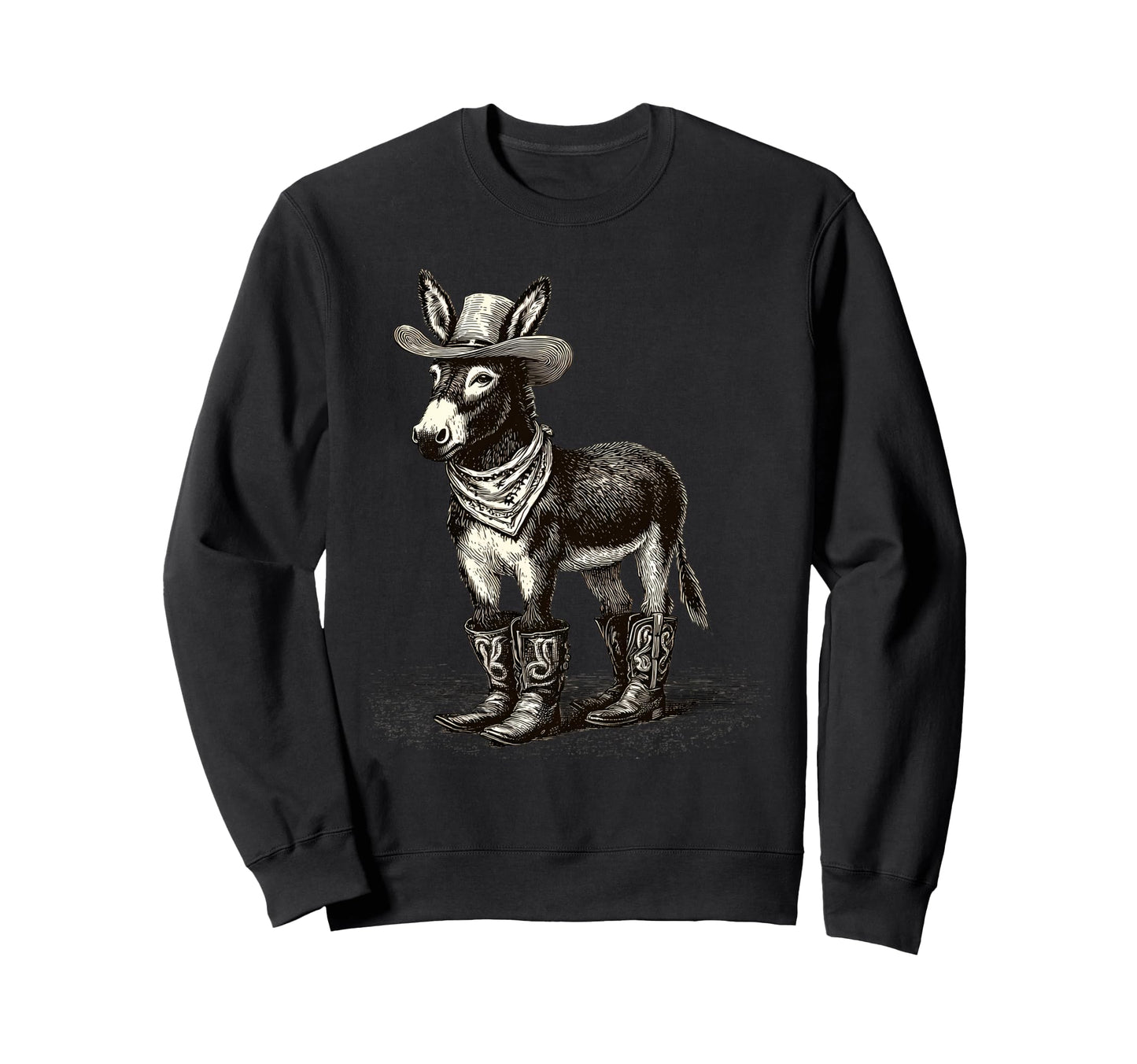 Country Cowboy Donkey Rodeo Cowgirl Sweatshirt - Graphic Print Men Women - T-Shirt, Sweatshirt, Hoodie