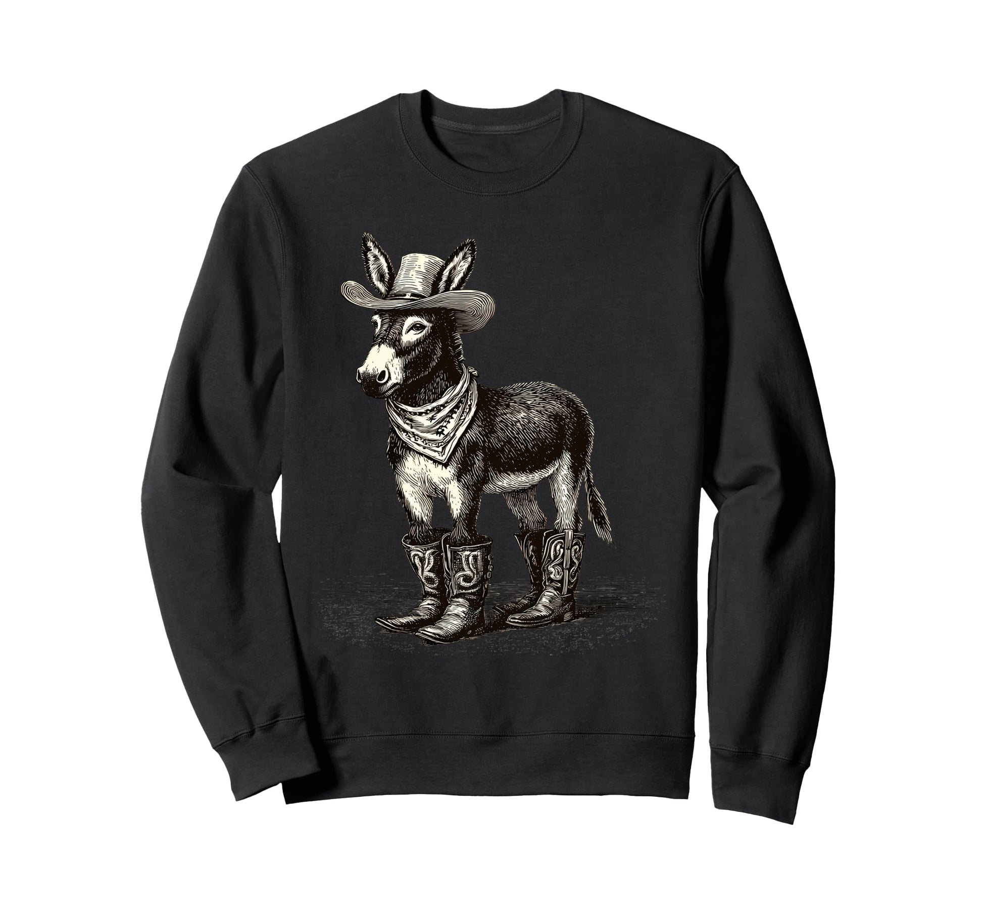 Country Cowboy Donkey Rodeo Cowgirl Sweatshirt - Graphic Print Men Women - T-Shirt, Sweatshirt, Hoodie