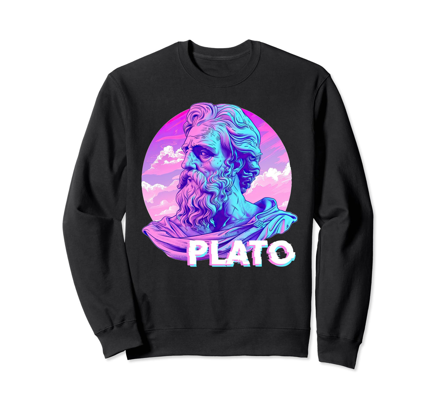 Plato Glitch Vaporwave Aesthetic Sweatshirt - Graphic Print for Adults - T-Shirt, Sweatshirt, Hoodie