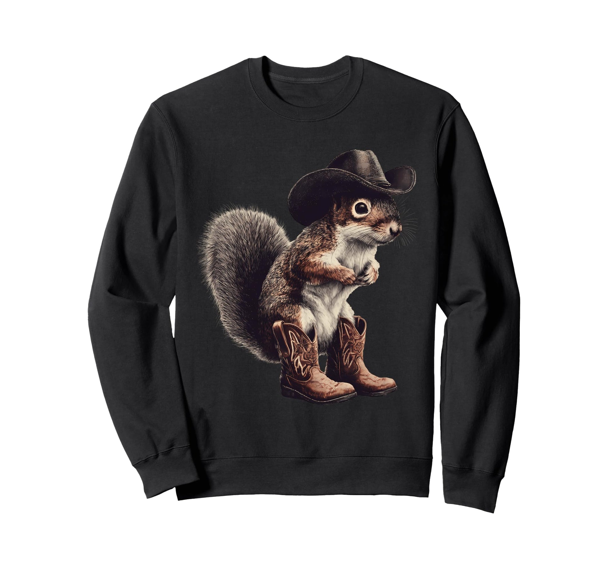 Squirrel Cowboy Rodeo Cowgirl Western Sweatshirt - Graphic Print Unisex - T-Shirt, Sweatshirt, Hoodie