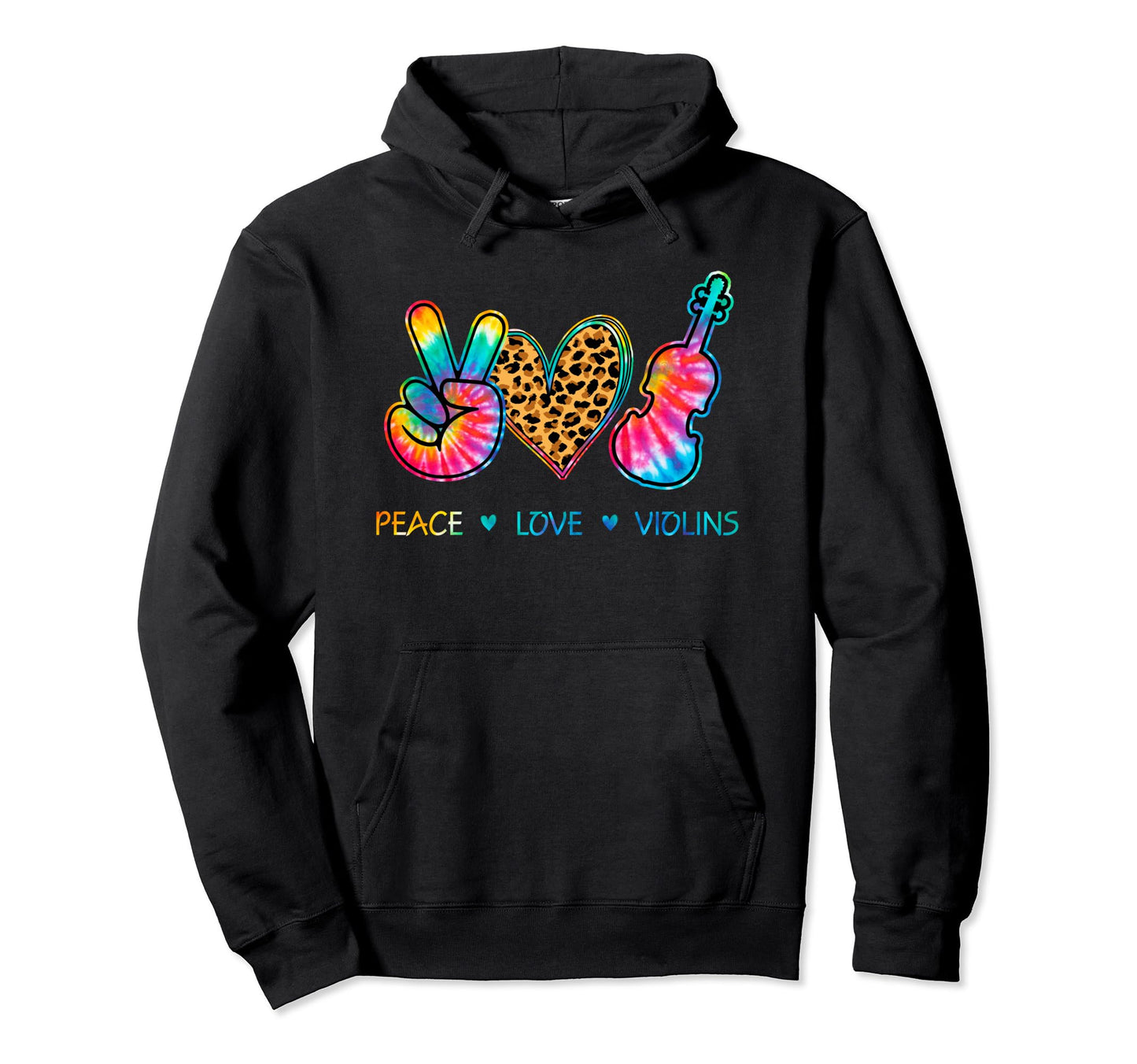 Peace Love Violin Tie Dye Hoodie - Aesthetic Graphic Men Women - T-Shirt, Sweatshirt, Hoodie